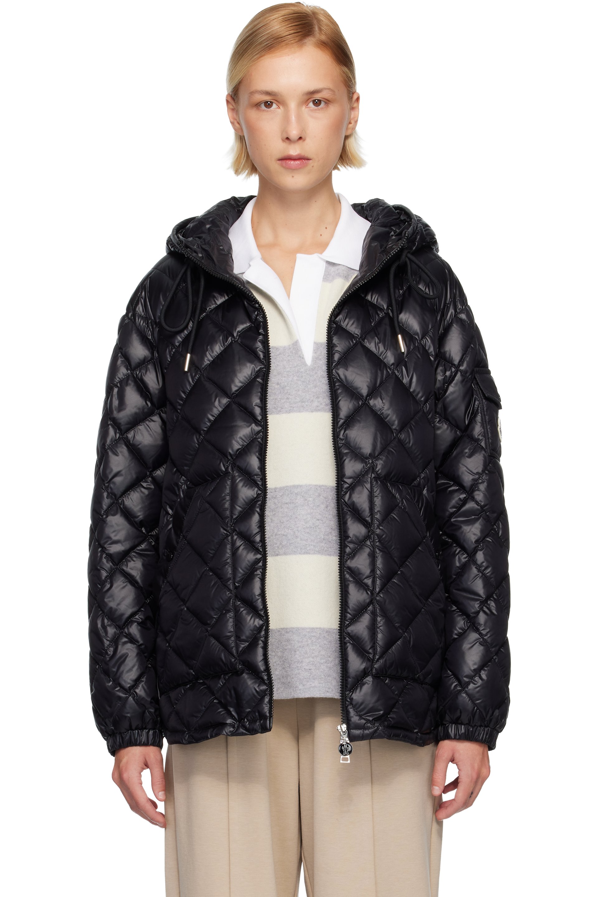 Moncler - Black Diamond-Quilted Hooded Short Down Jacket