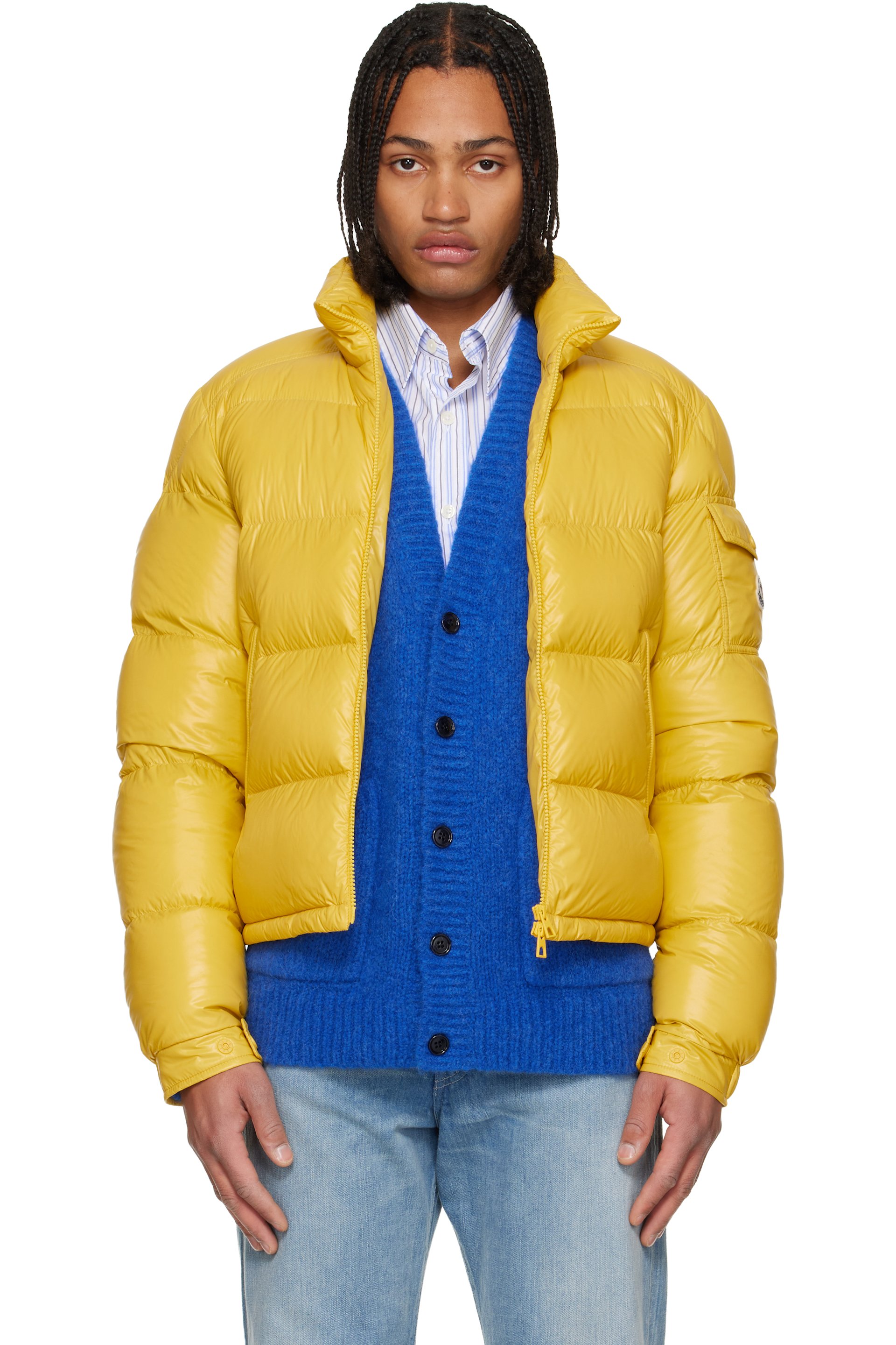 Moncler: Yellow Levitha Short Down Jacket | SSENSE