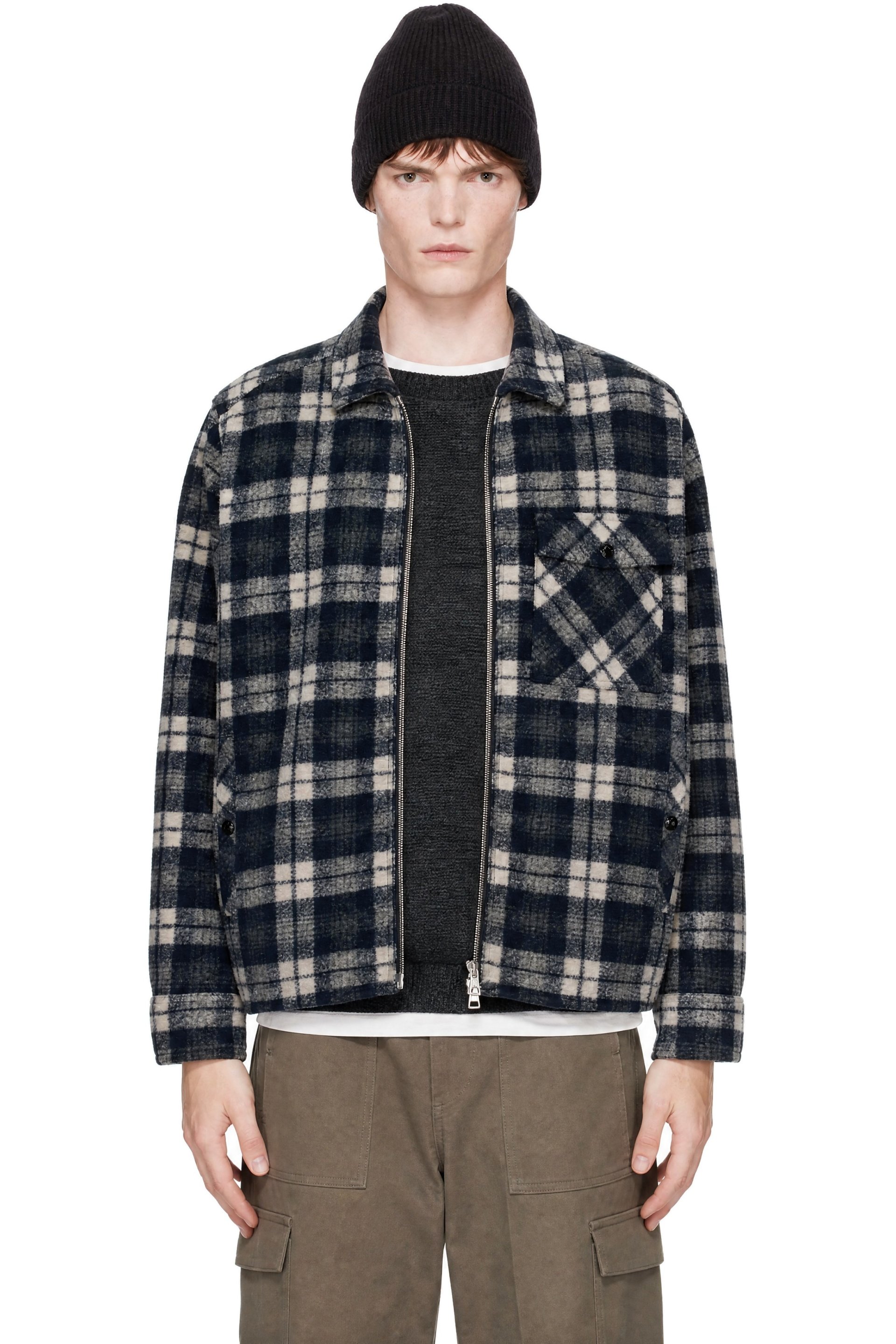 Moncler - Black Check Zip Shirt