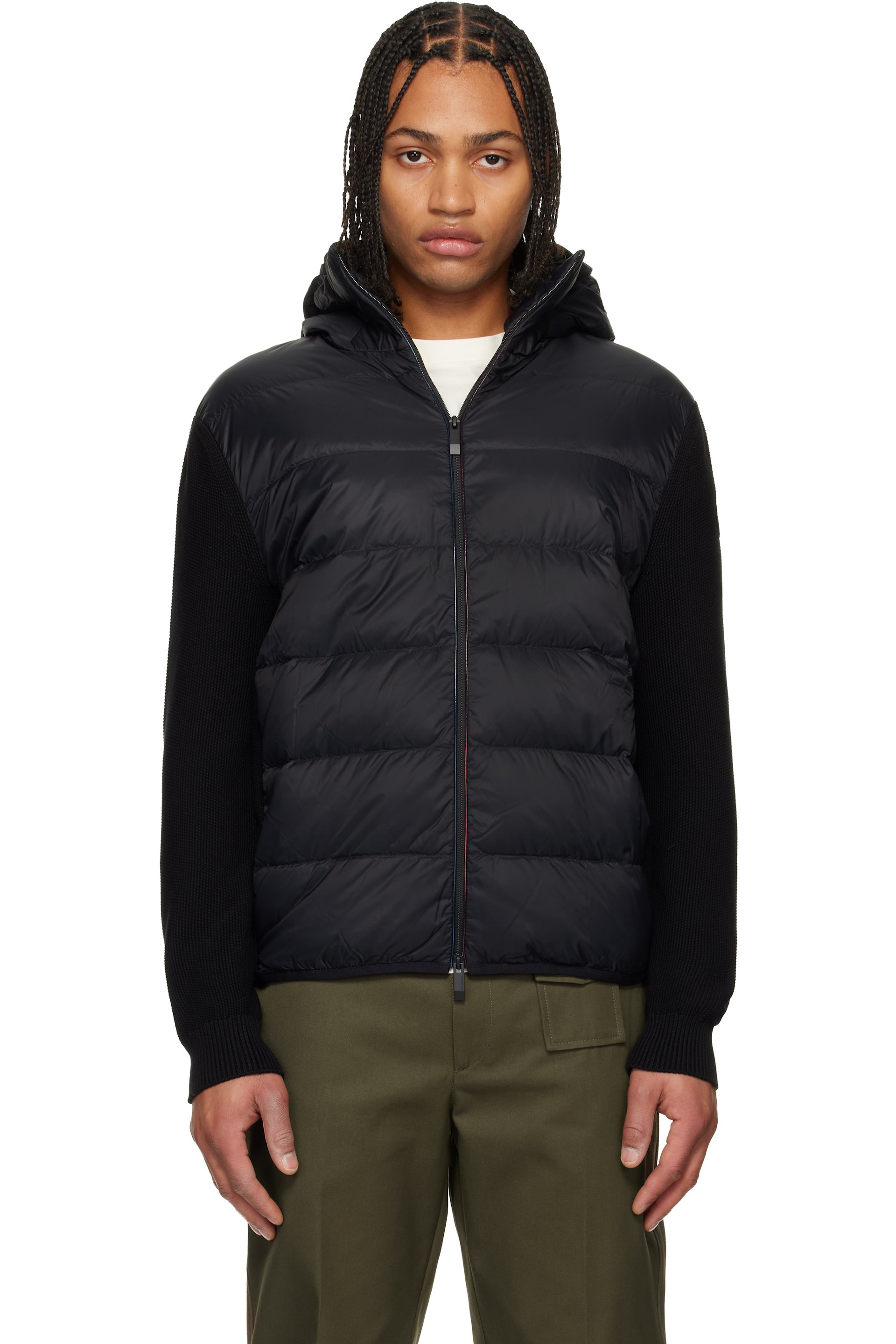 Moncler - Black Padded Cotton Zip-Up Down Hoodie
