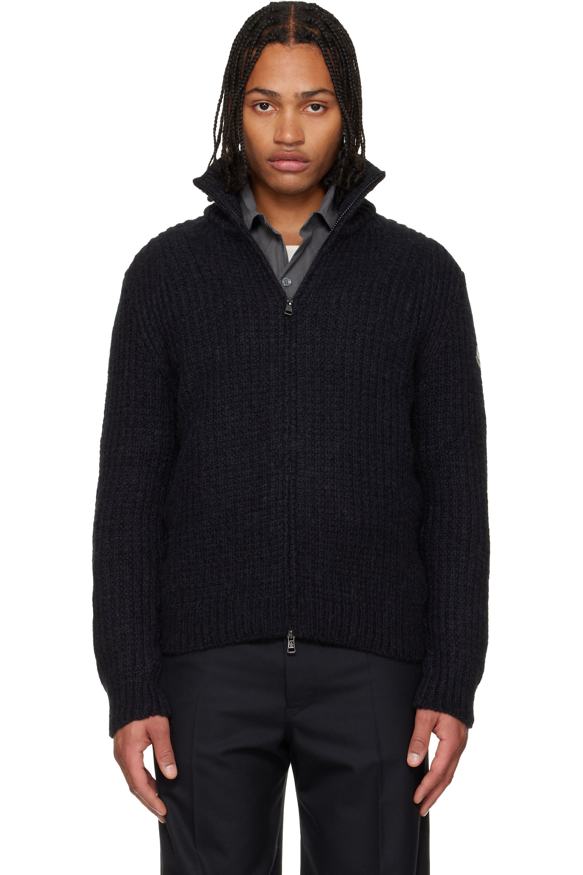 Moncler - Black Alpaca & Wool Zip-Up Cardigan