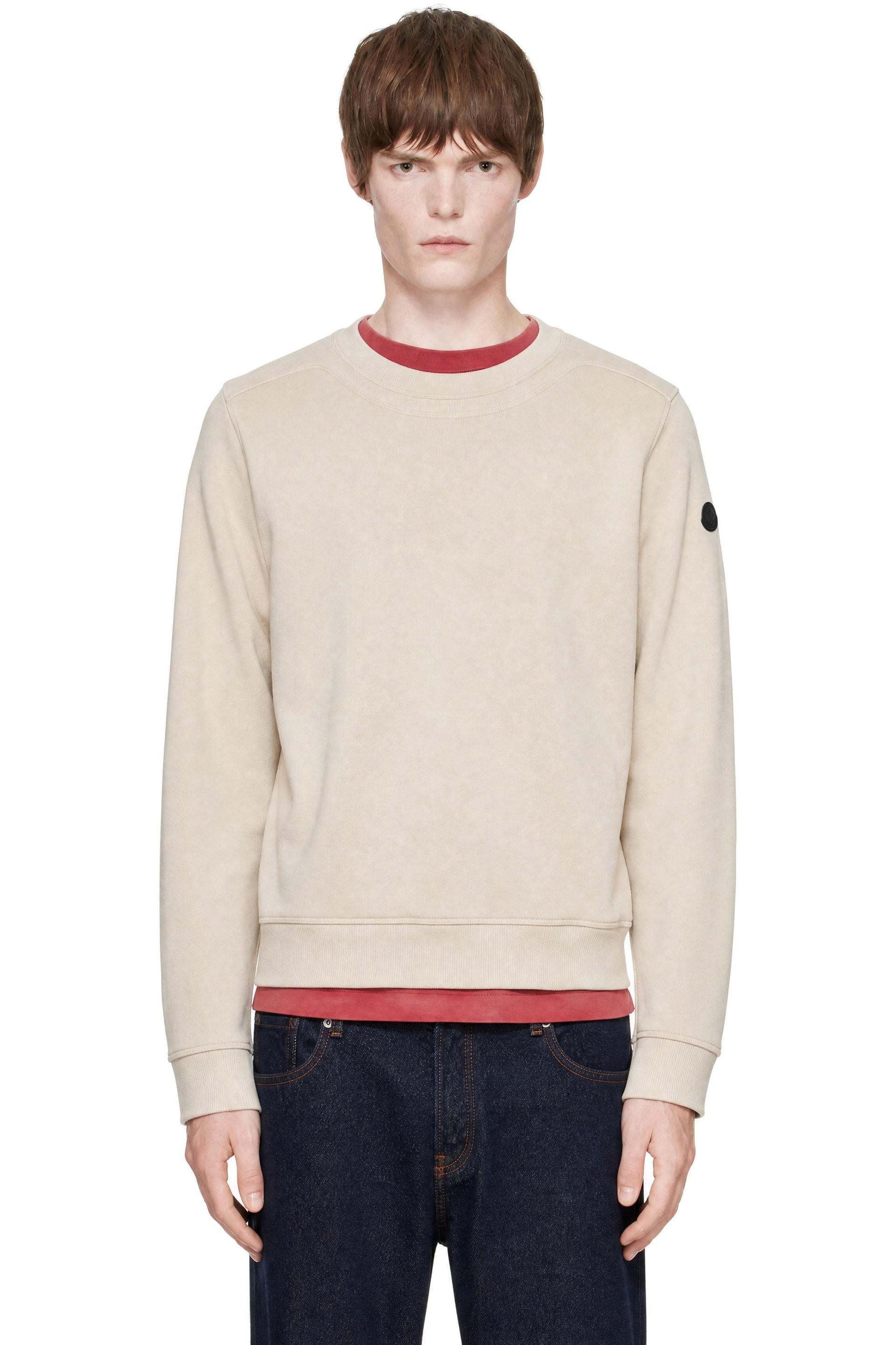 Moncler - Beige Logo Patch Cotton Sweatshirt