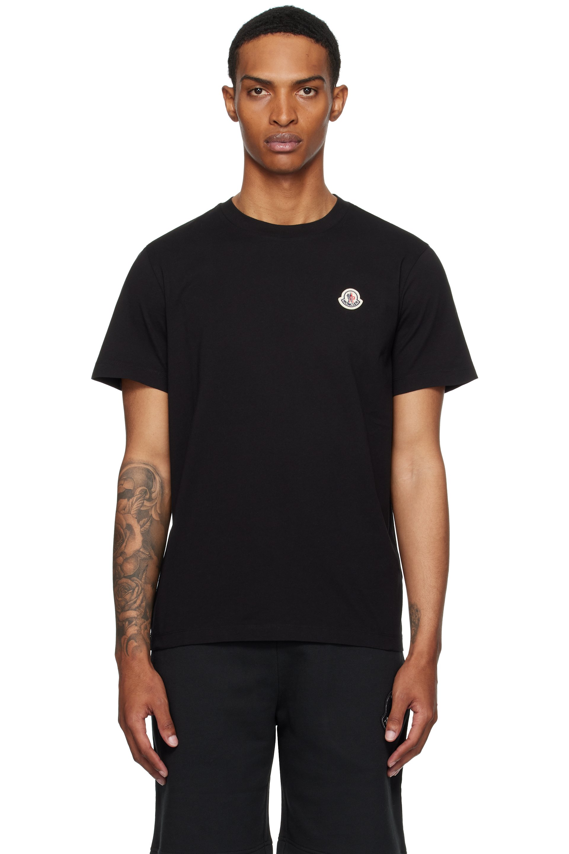 Moncler - ブラック ロゴパッチ コットン Tシャツ 3枚セット