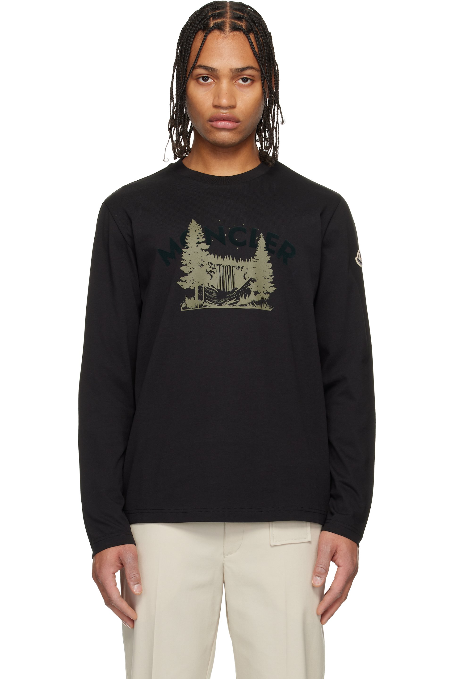 Moncler: Black Long Sleeve T-shirt | SSENSE Canada