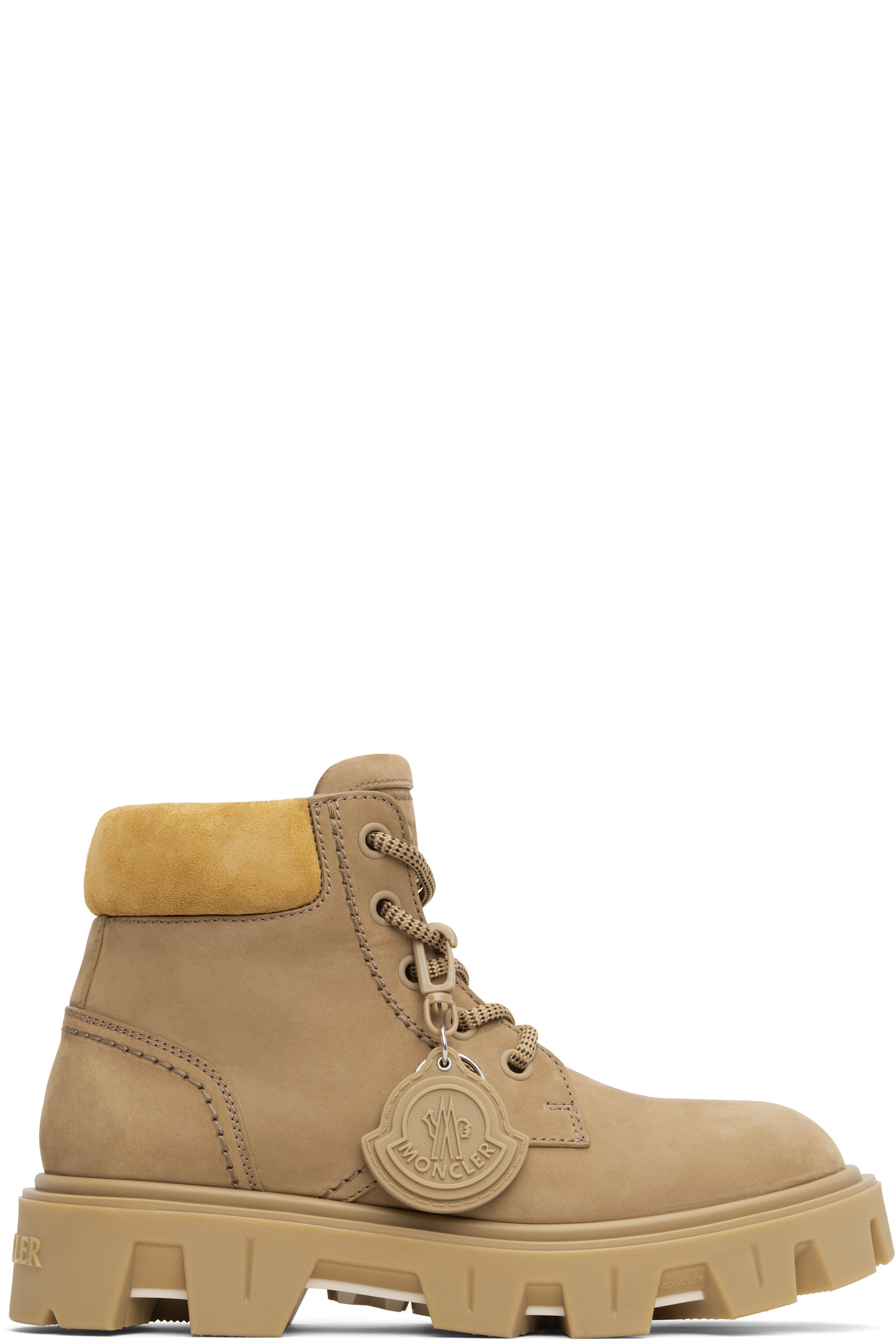 Moncler - Tan Peak City Nubuck & Suede Lace-Up Boots
