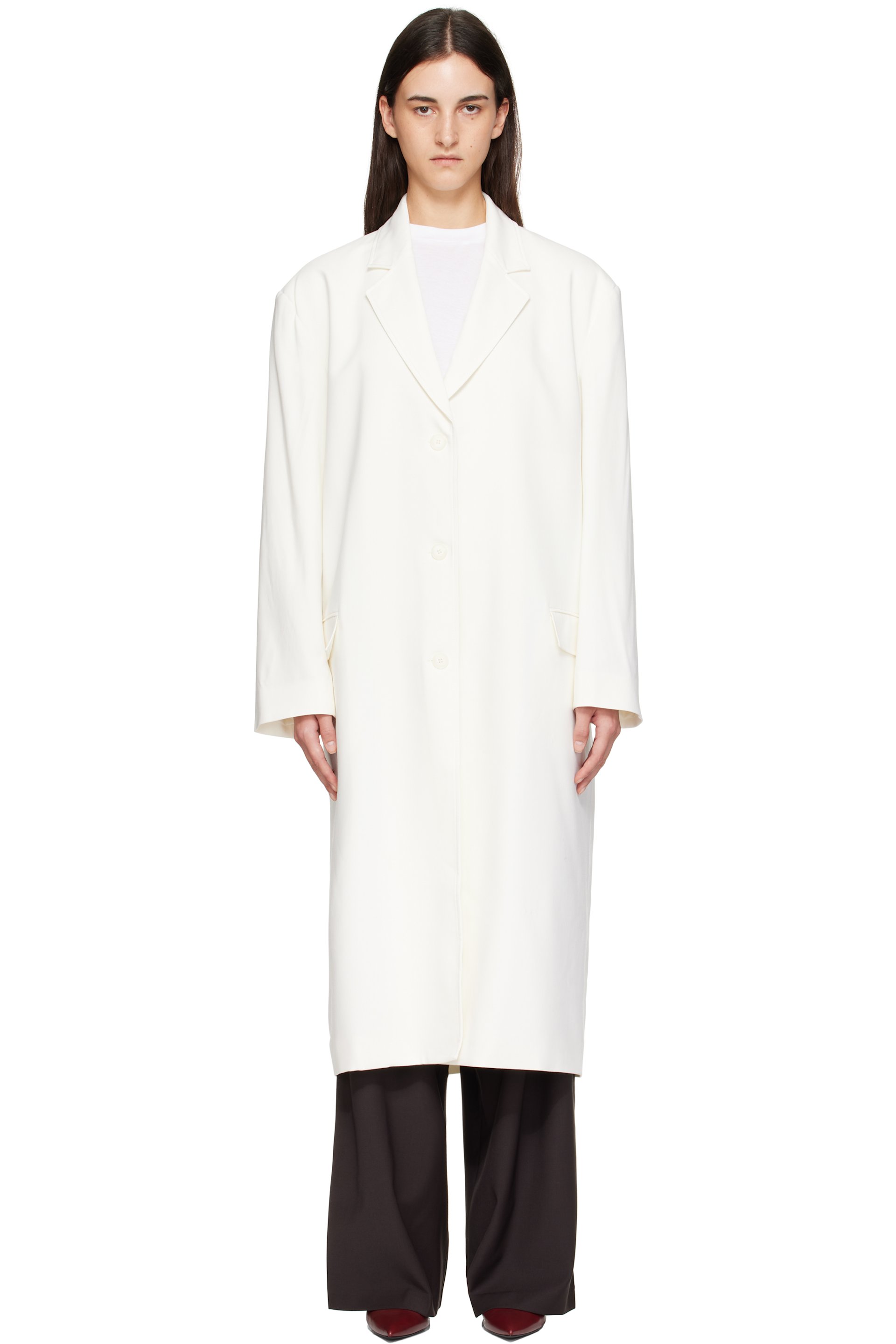 The Frankie Shop - Manteau long Tribeca blanc cassé