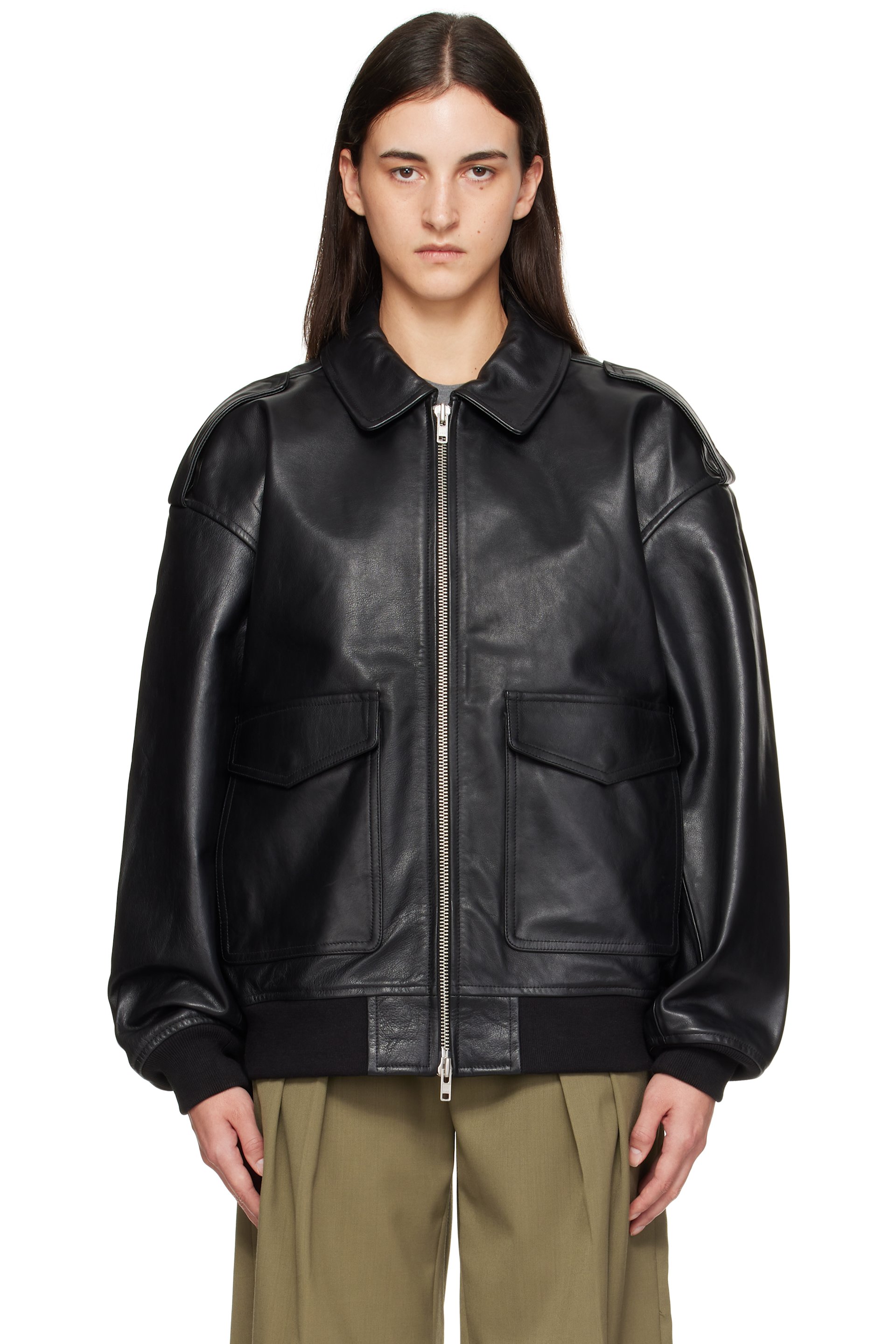 The Frankie Shop - Blouson Viper noir en cuir