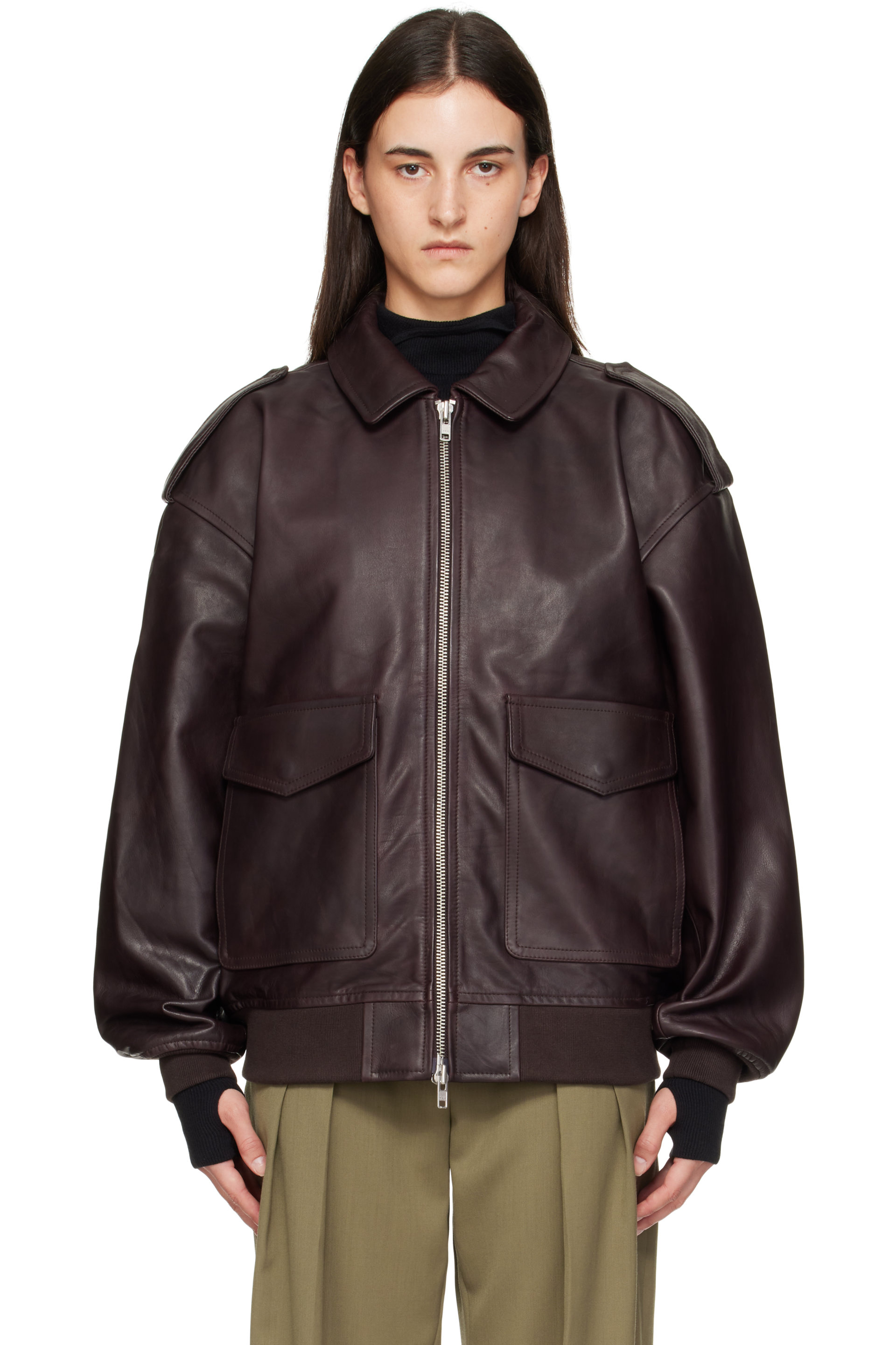 The Frankie Shop - Purple Viper Leather Jacket