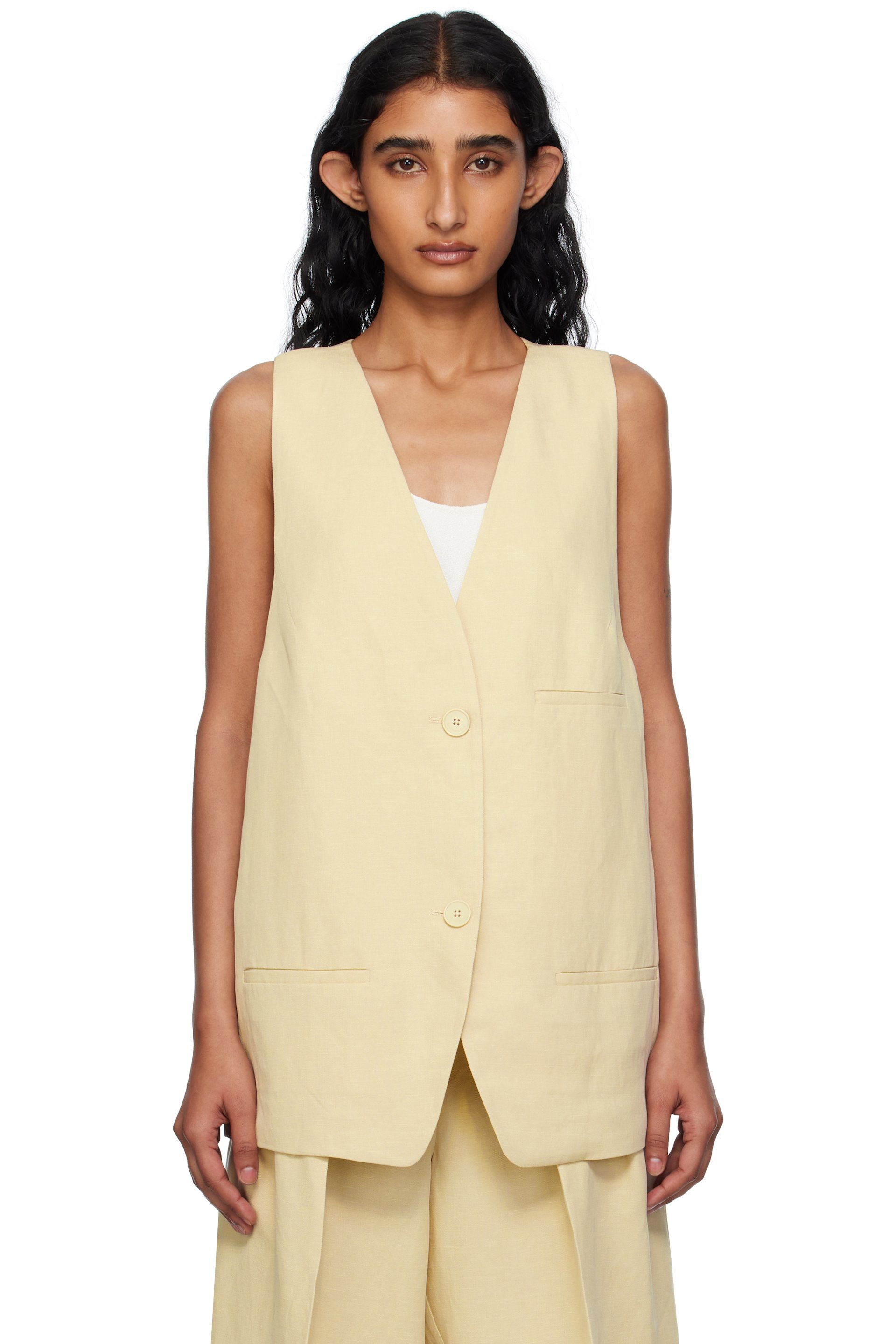 The Frankie Shop - Beige Melrose Linen Vest