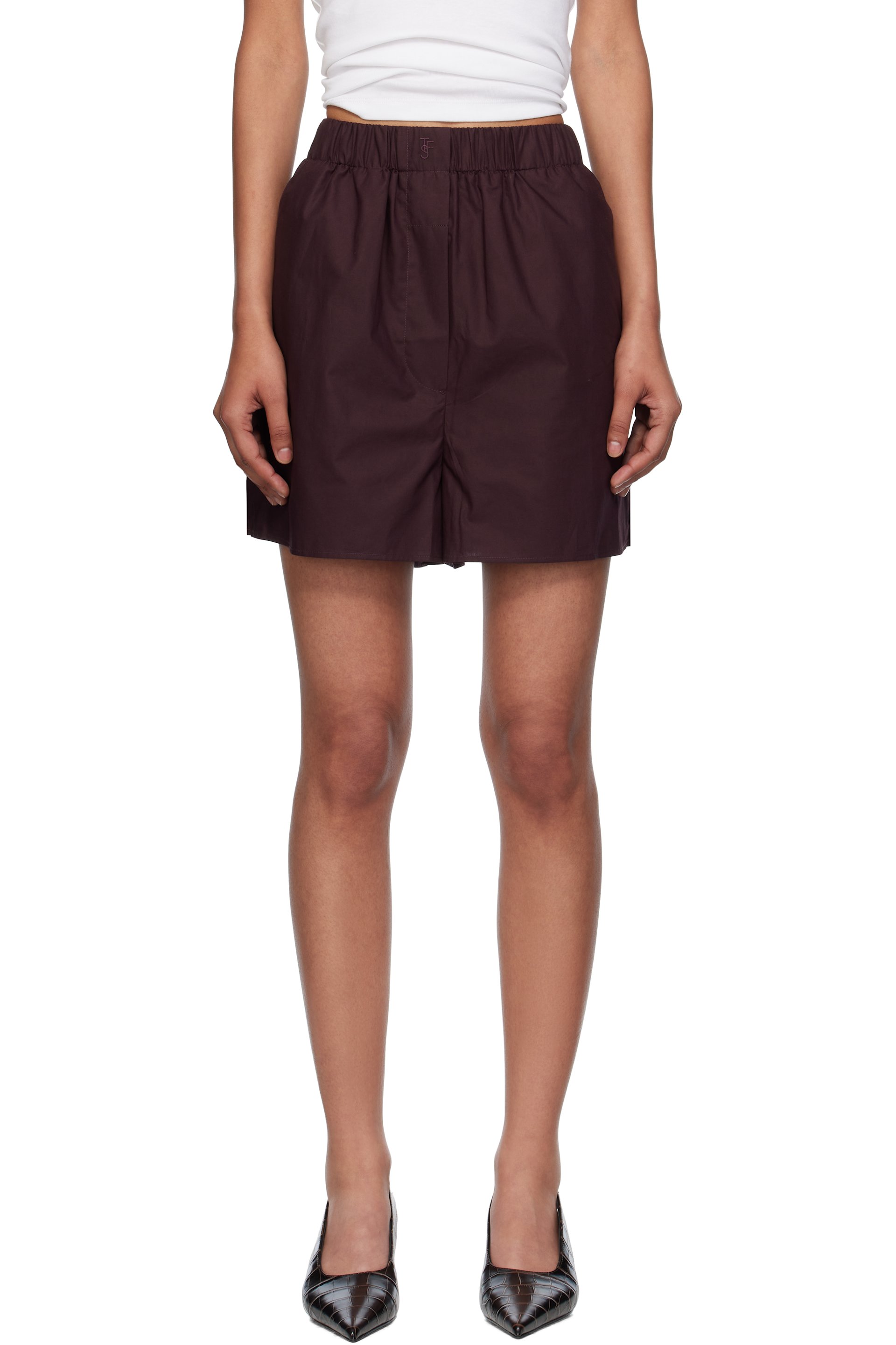 The Frankie Shop - Short boxeur Lui mauve en coton bio