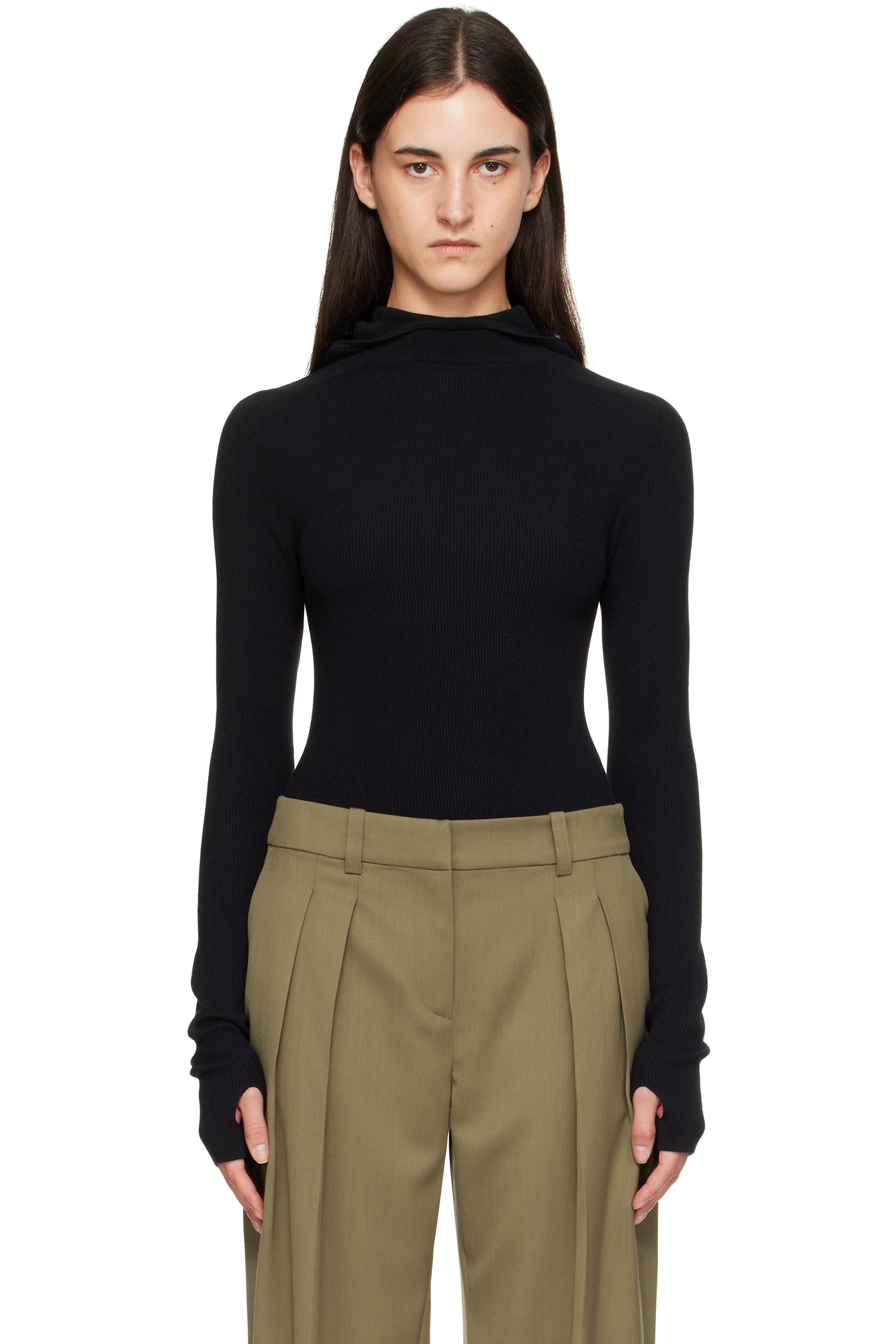 The Frankie Shop - Pull à capuche Danae noir en tricot