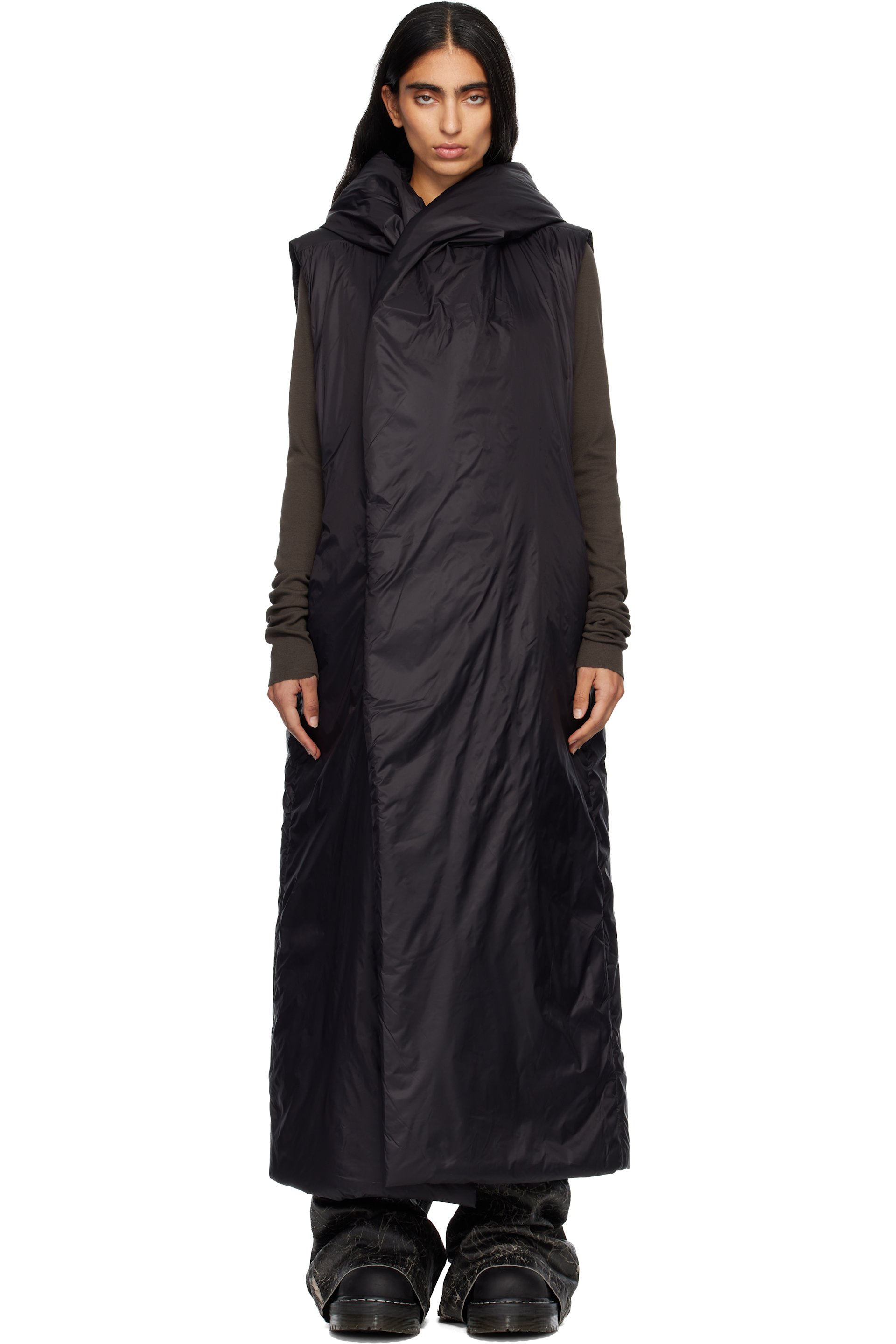 Rick Owens DRKSHDW - Manteau de superposition noir à capuche - Concordians