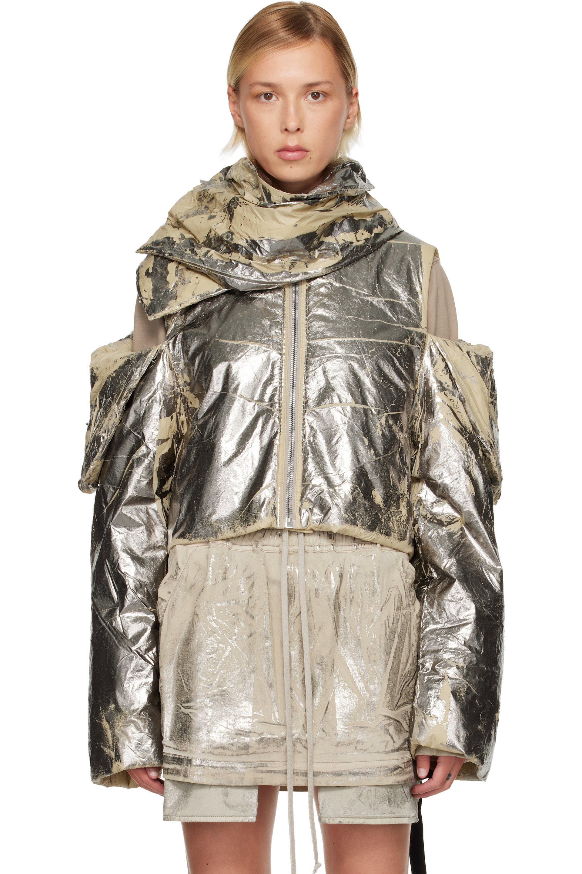 Rick Owens DRKSHDW - Blouson transformable argenté - Concordians