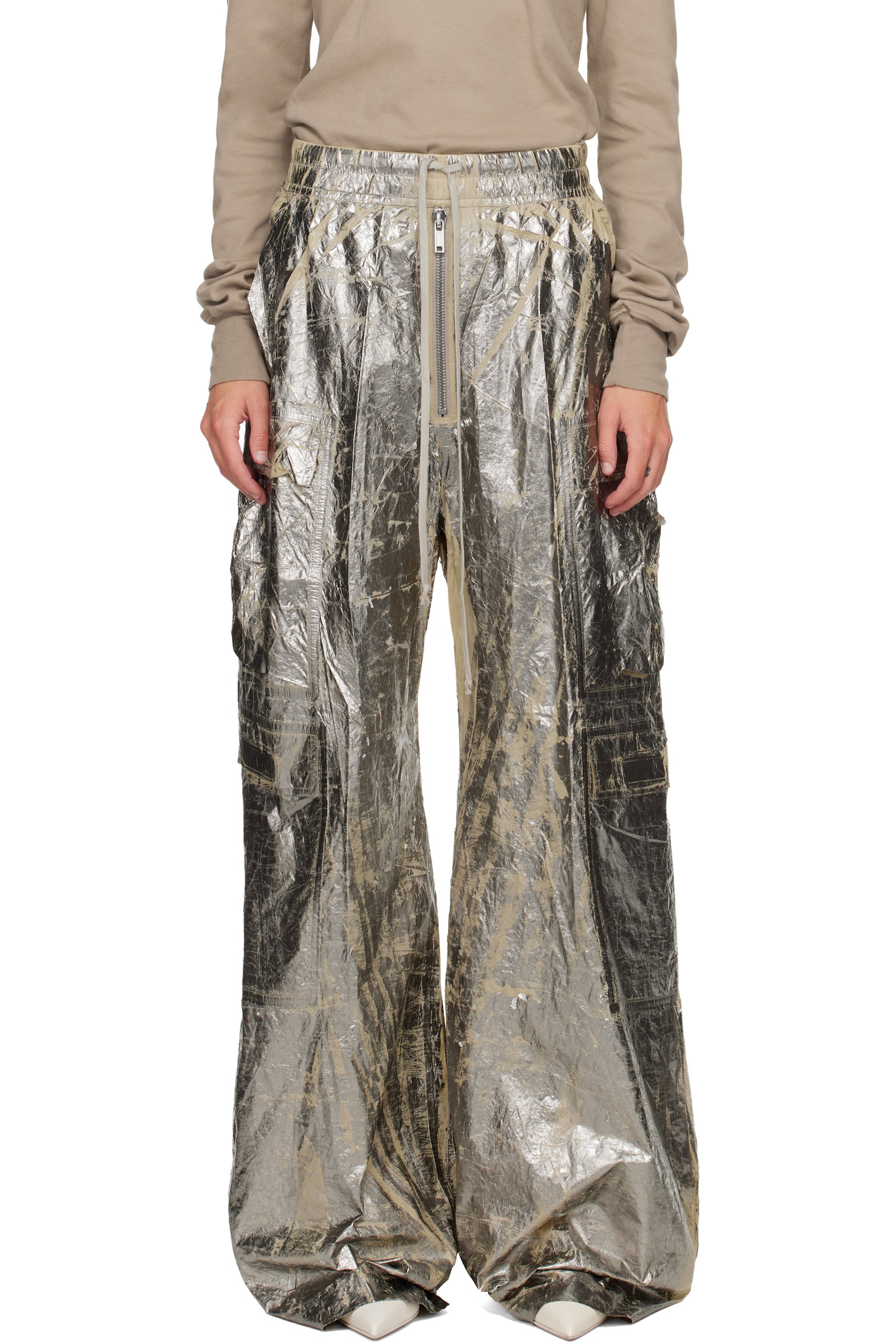 Rick Owens DRKSHDW - Pantalon cargo surdimensionné argenté à glissière Bela - Concordians