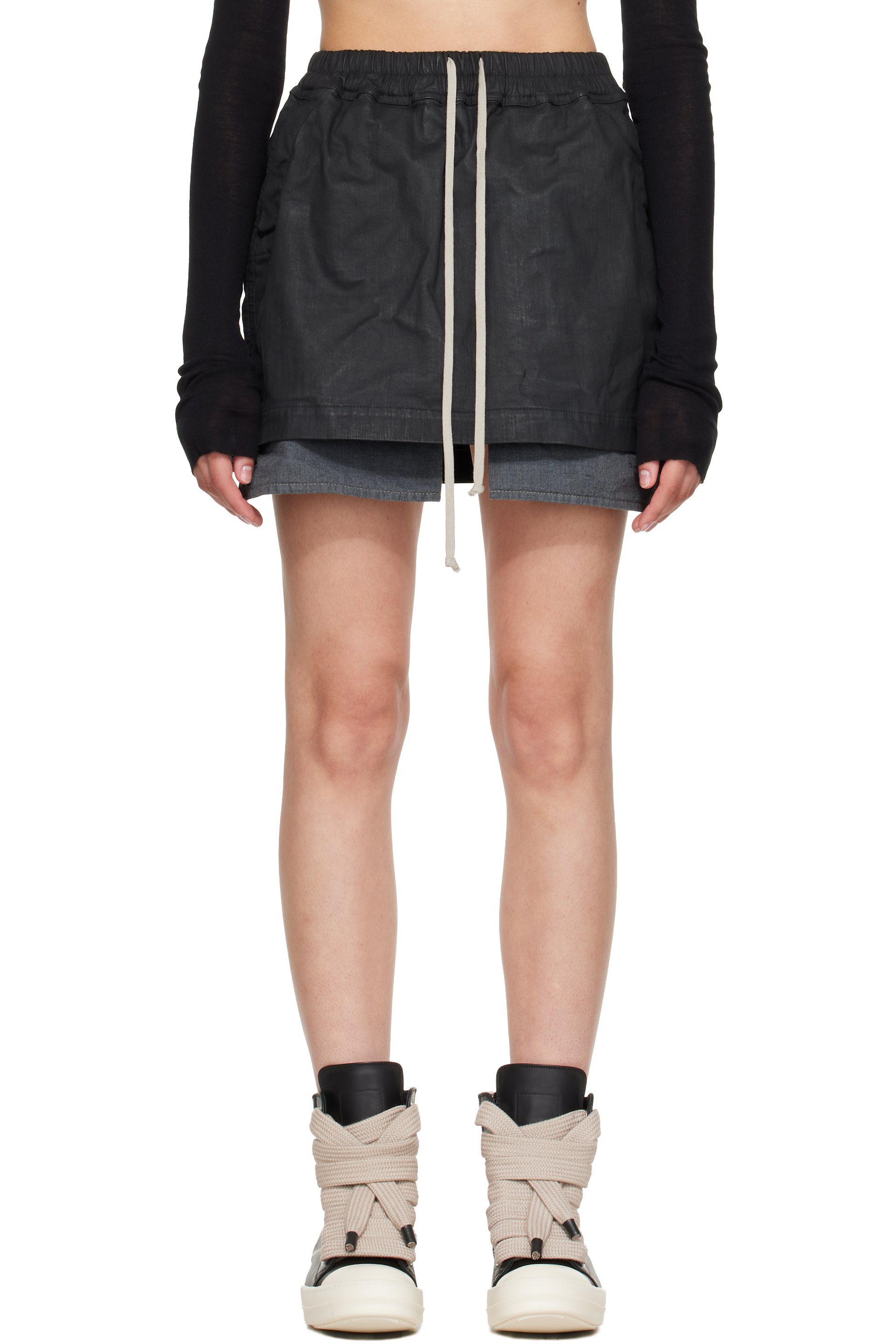 Rick Owens DRKSHDW - Minijupe noire en denim à poches Fog - Tower
