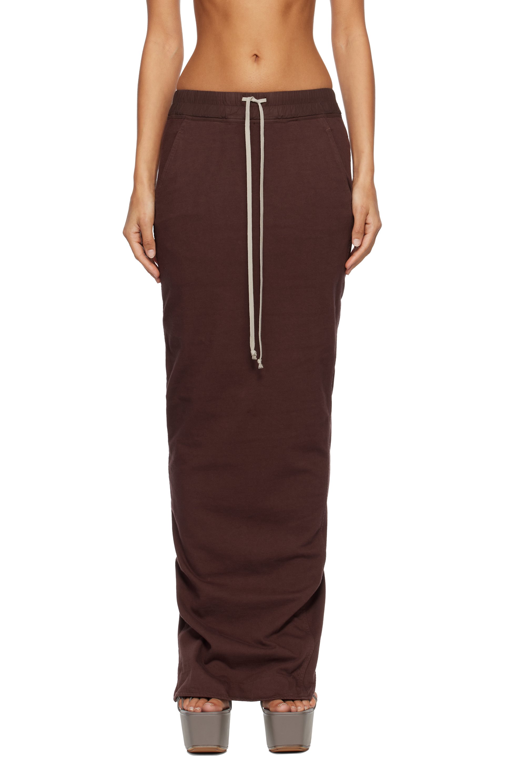Rick Owens DRKSHDW - Jupe colonne longue bourgogne à taille élastique - Concordians