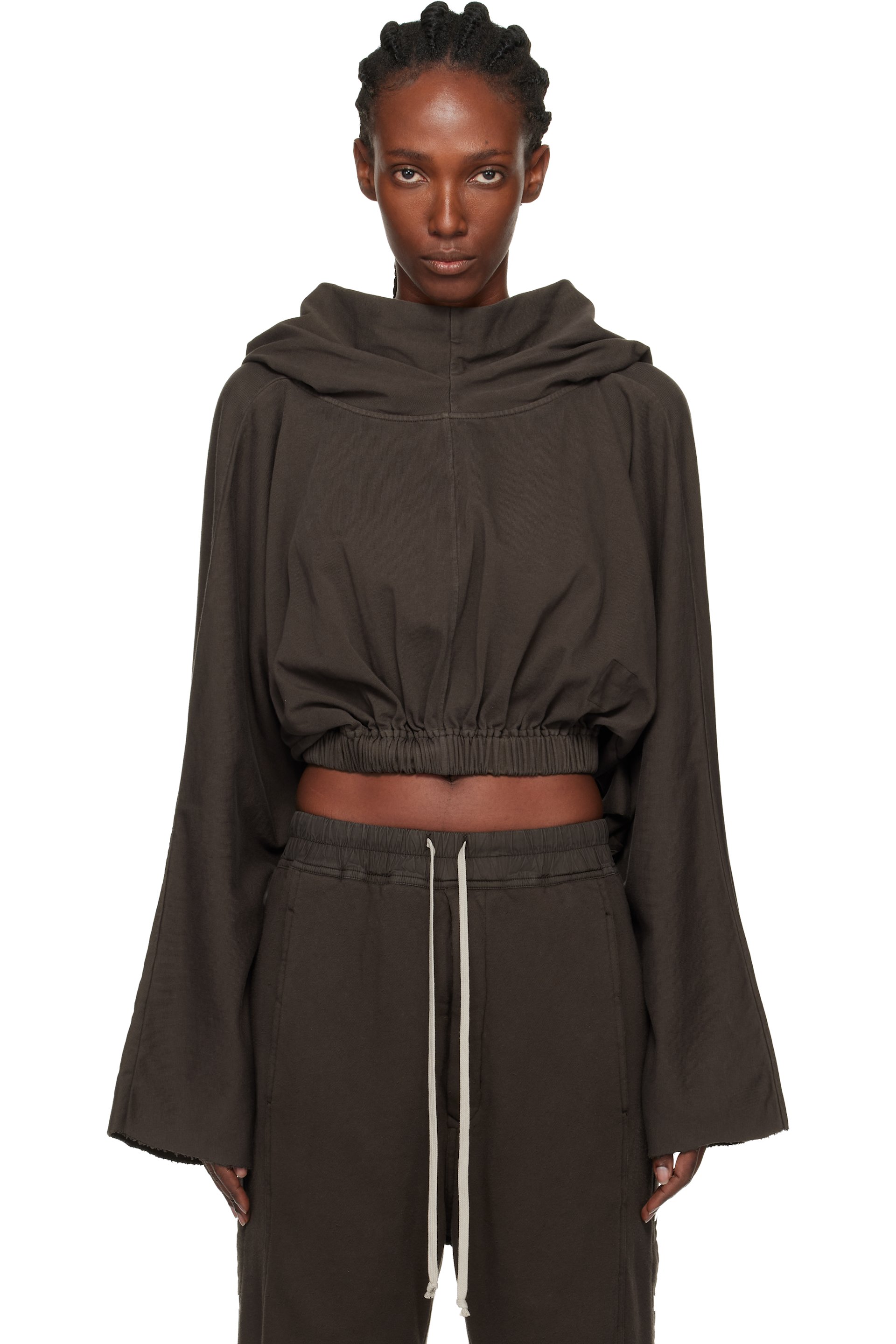Rick Owens DRKSHDW - Pull à capuche écourté gris - Concordians