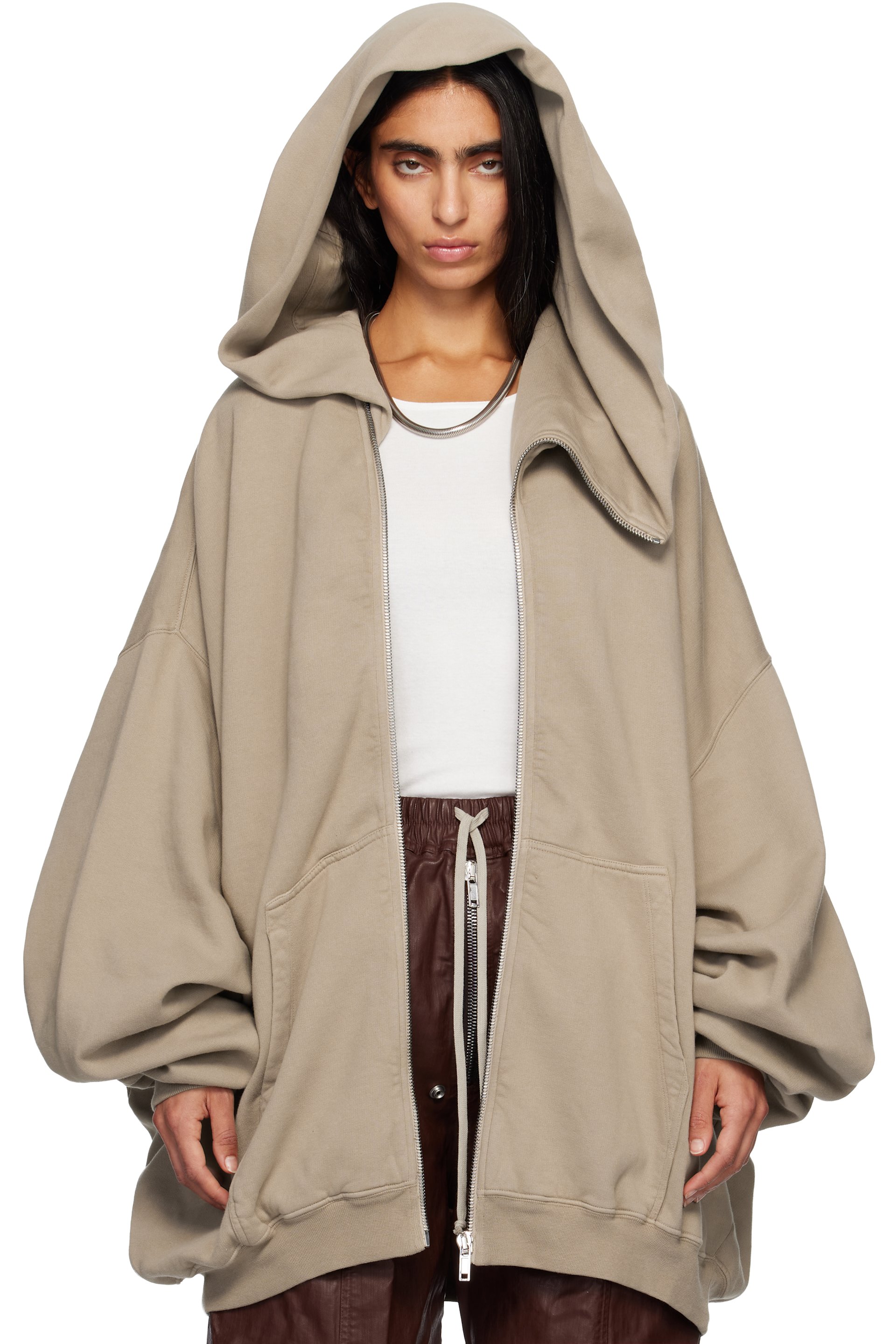Rick Owens DRKSHDW - Pull à capuche Megamountain taupe - Concordians