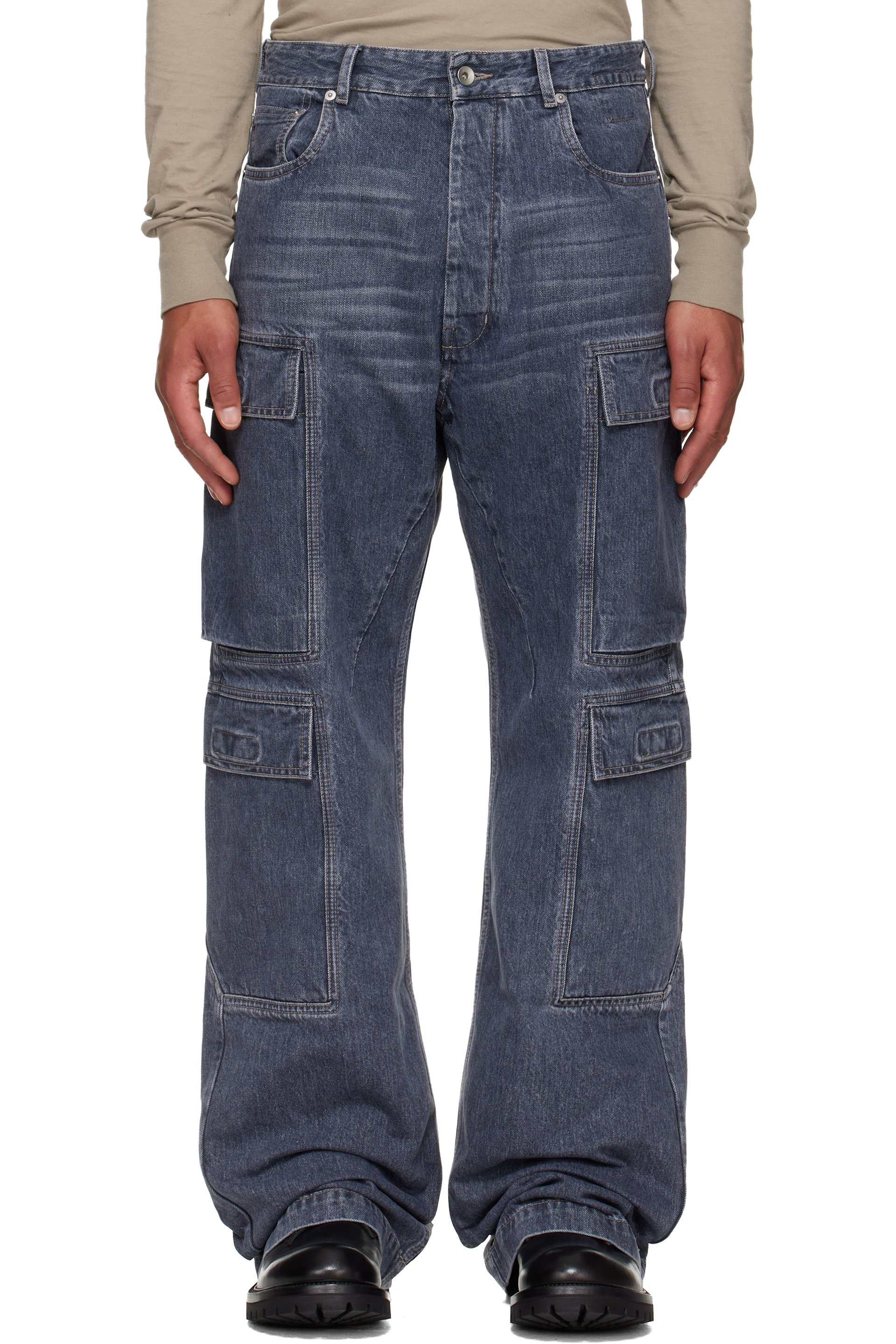 Rick Owens DRKSHDW - Blue Concordians Double Cargo Jeans