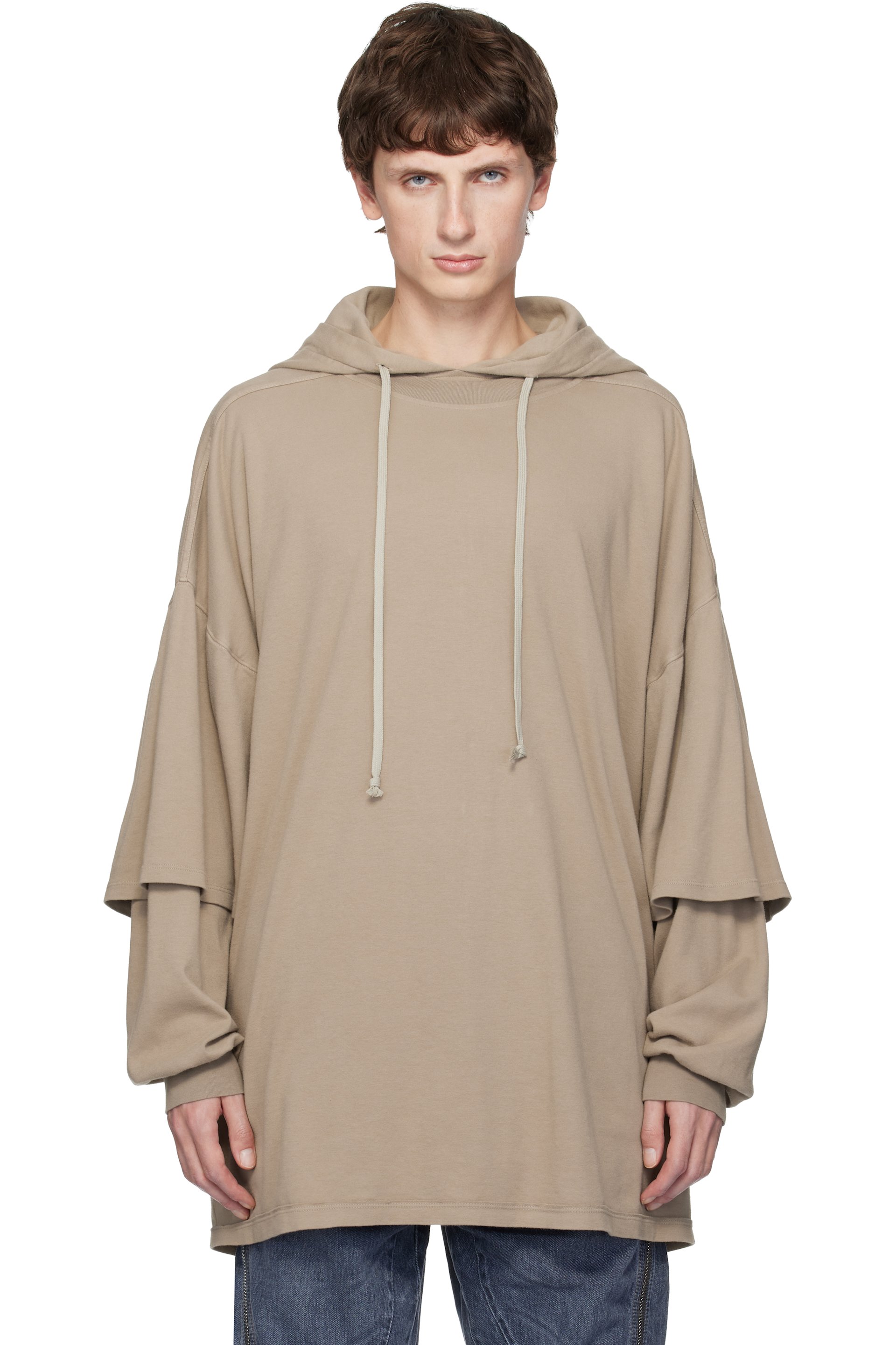 Rick Owens DRKSHDW - Pull à capuche Tommy Hustler taupe - Concordians