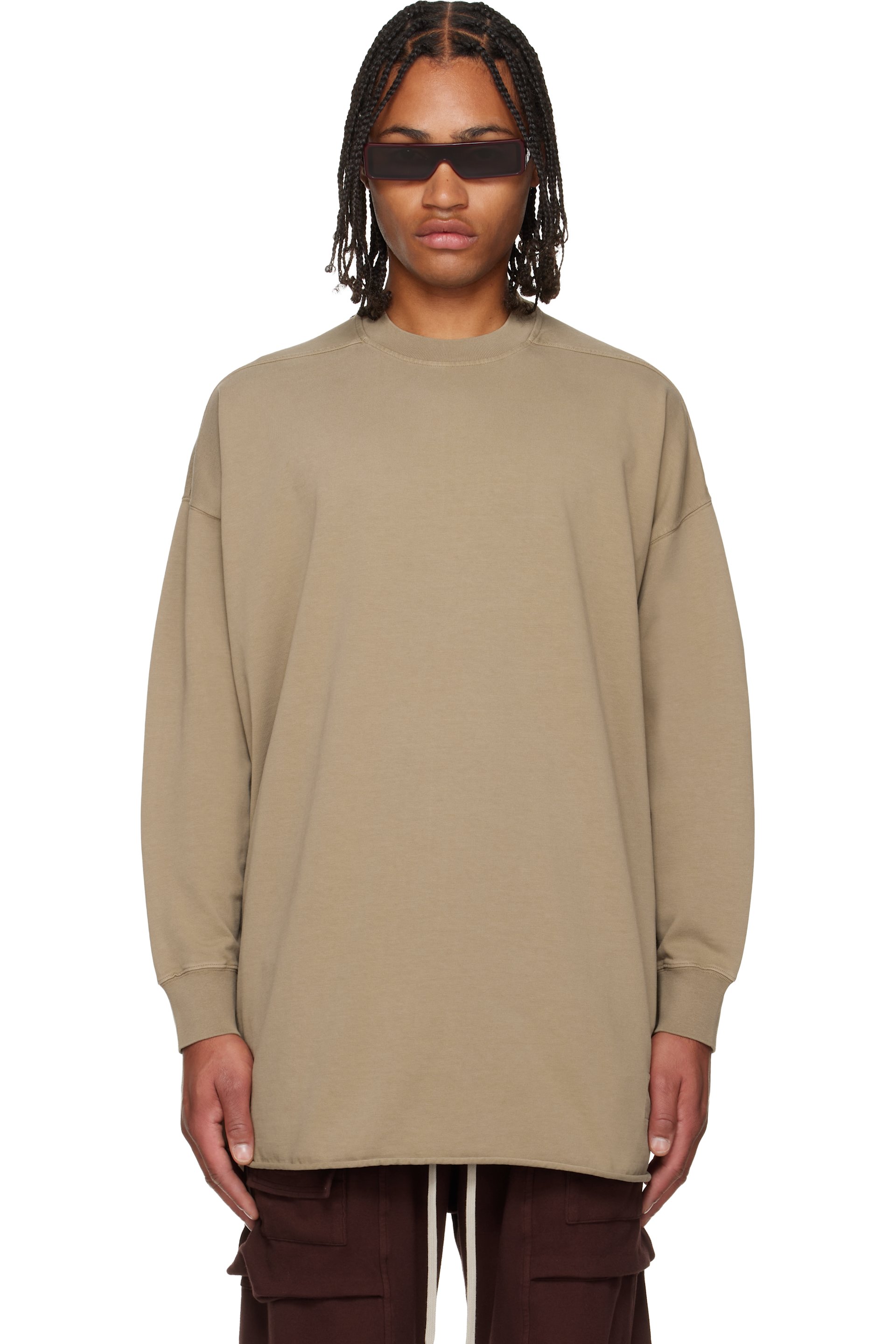 Rick Owens DRKSHDW - Pull molletonné à manches longues Tommy taupe - Concordians