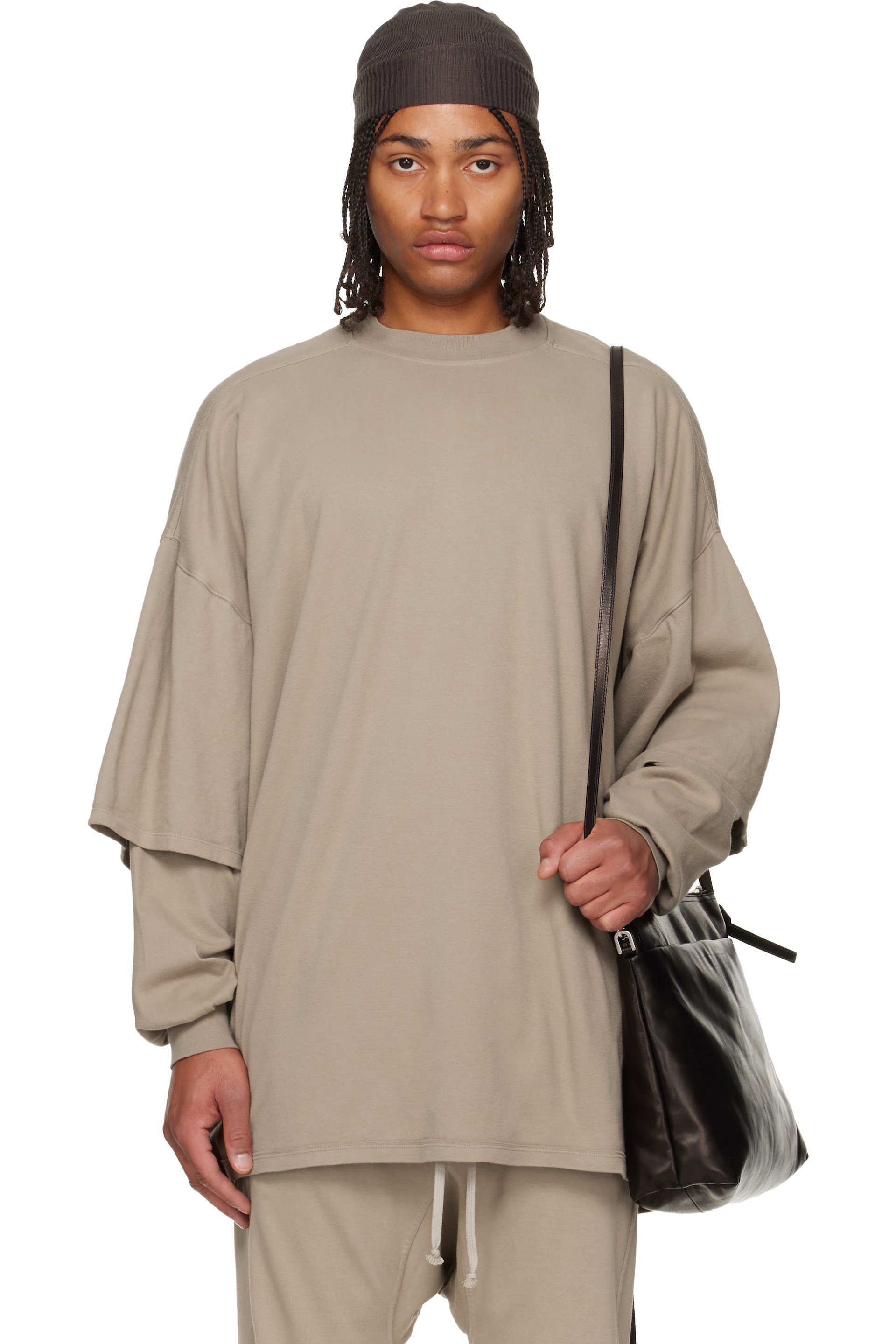 Rick Owens DRKSHDW - Pull molletonné Tommy Hustler taupe - Concordians