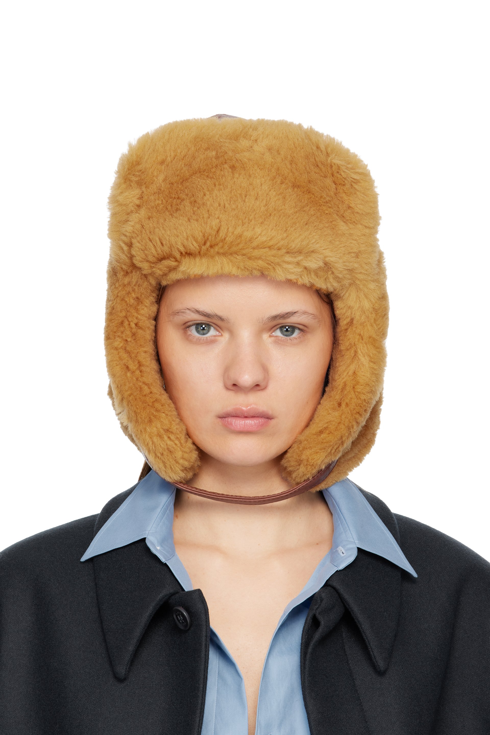 Acne Studios - Chapeau brun à doublure en peau retournée