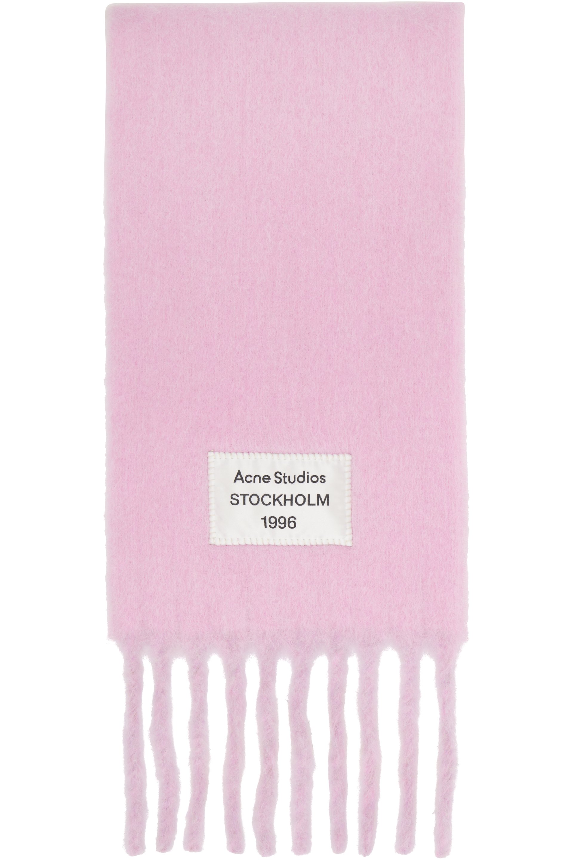 Acne Studios - Écharpe rose à logo et à franges