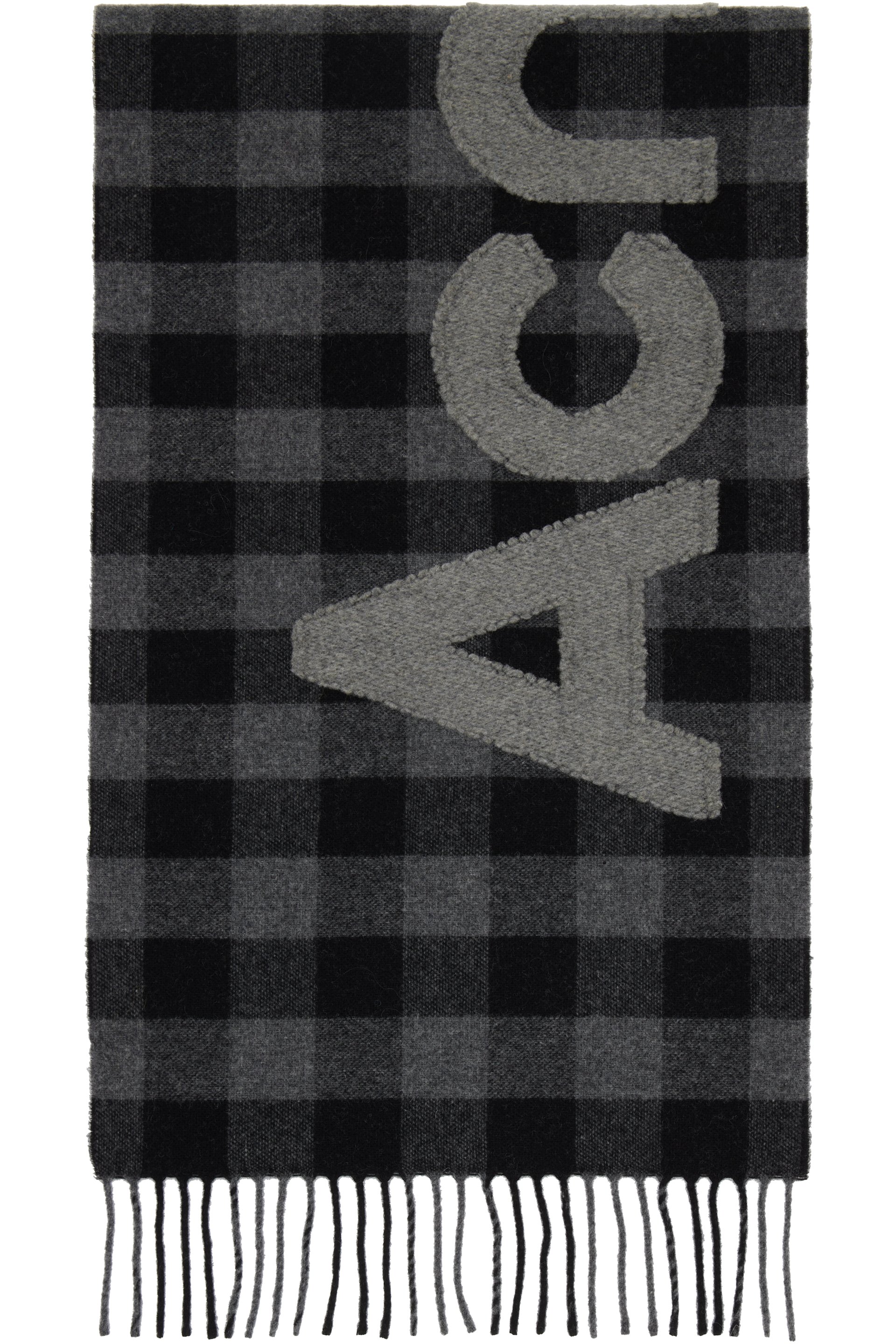 Acne Studios - Écharpe noir et gris à carreaux et à logo