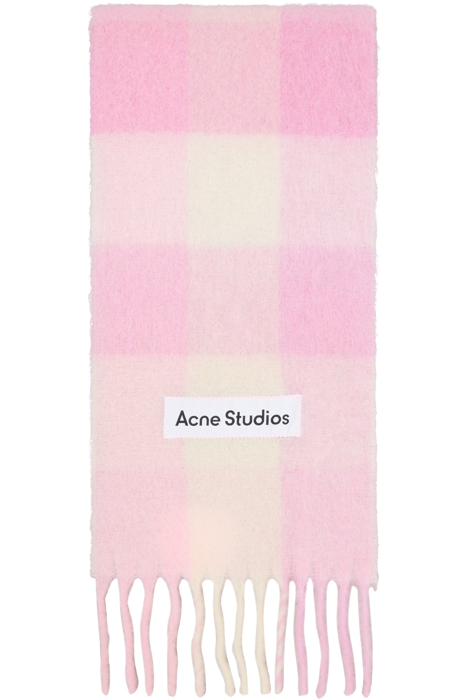 Acne Studios - Écharpe rose en mohair à carreaux