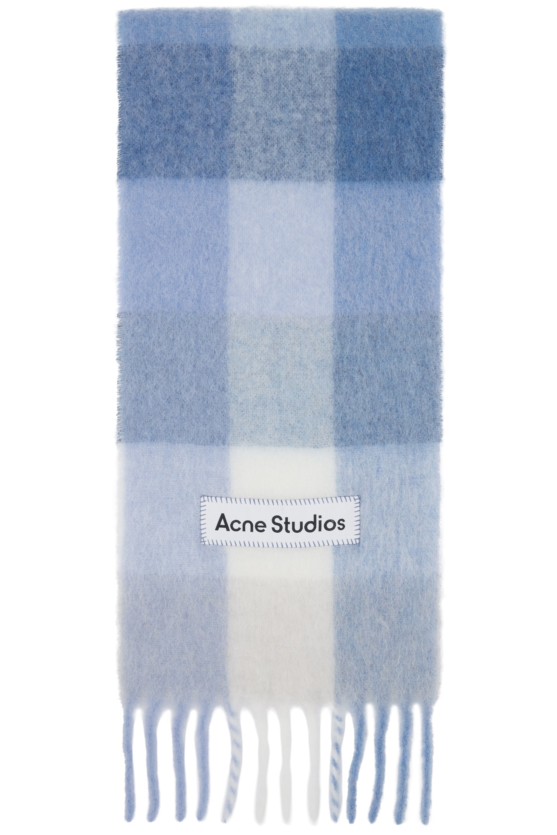 Acne Studios - Écharpe bleu et blanc en mohair à carreaux