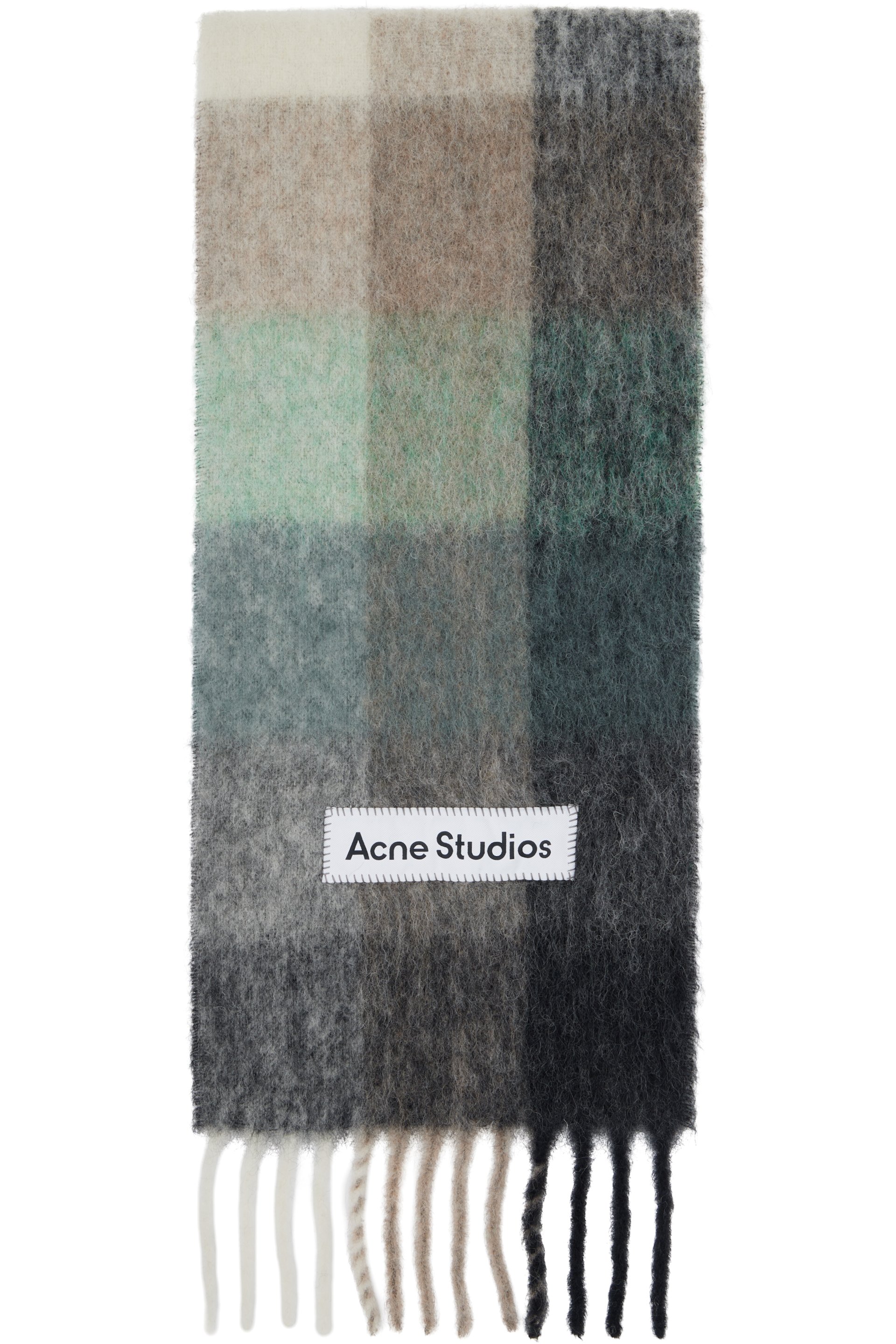 Acne Studiosのマルチカラー モヘア チェック マフラーがセール中