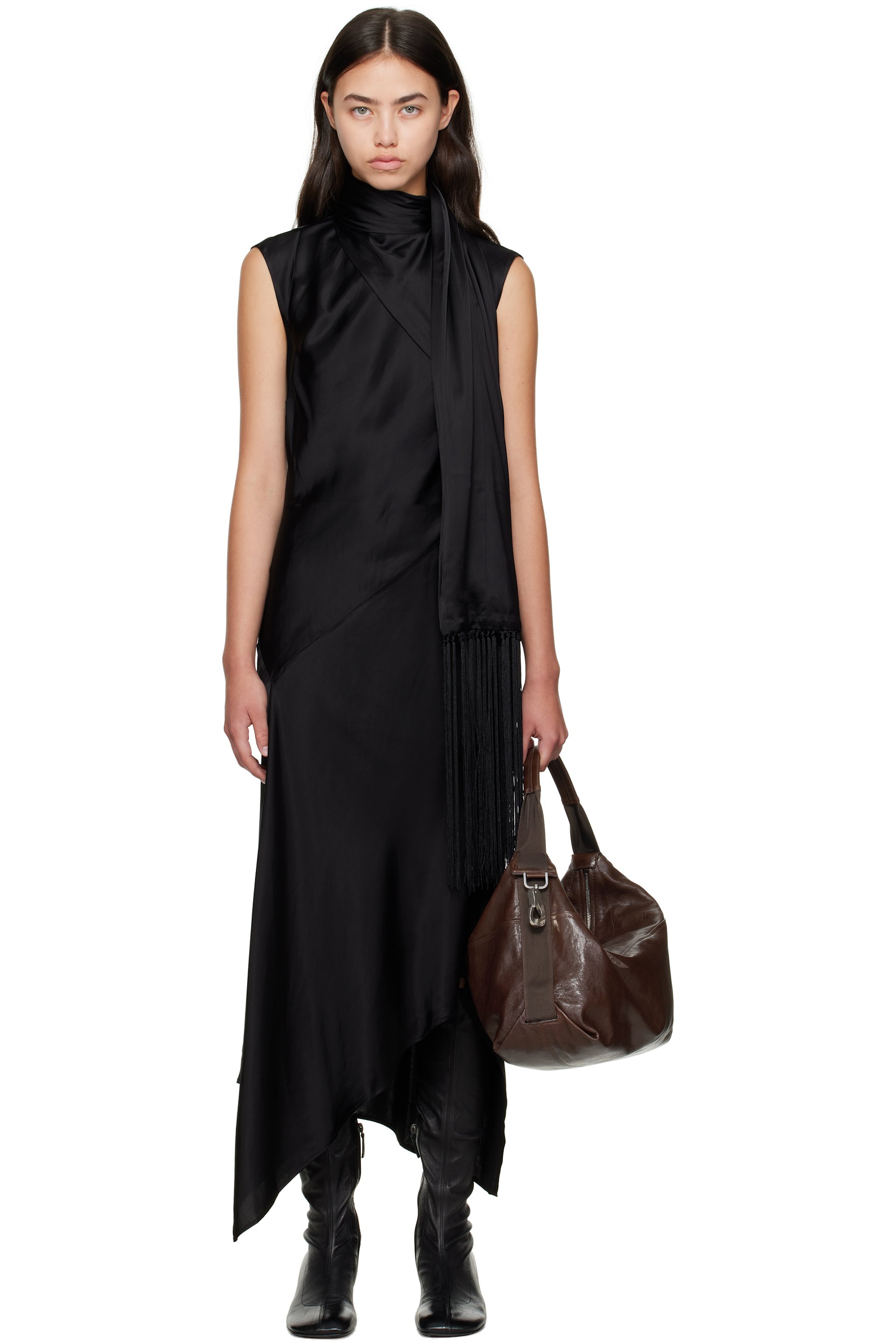 Acne Studios - Robe midi noire en satin