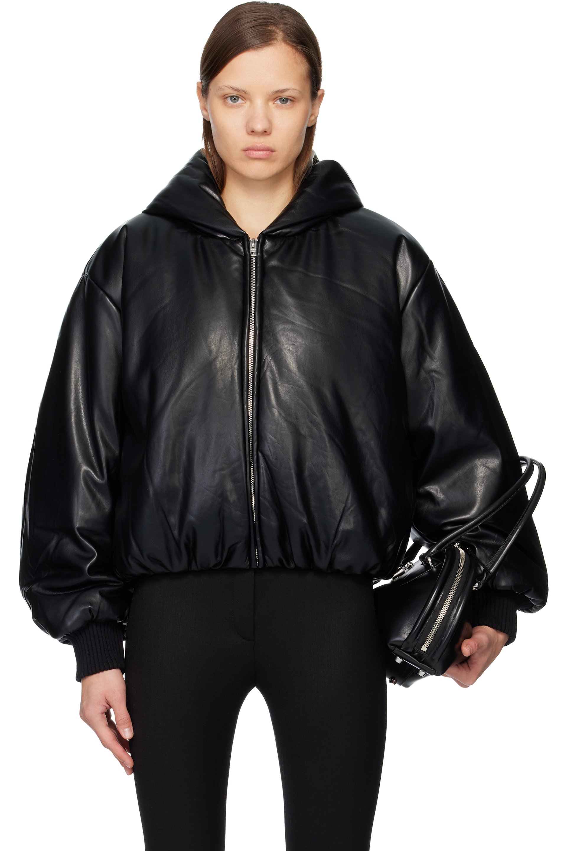 Acne Studios - Black Hooded Faux-Leather Jacket