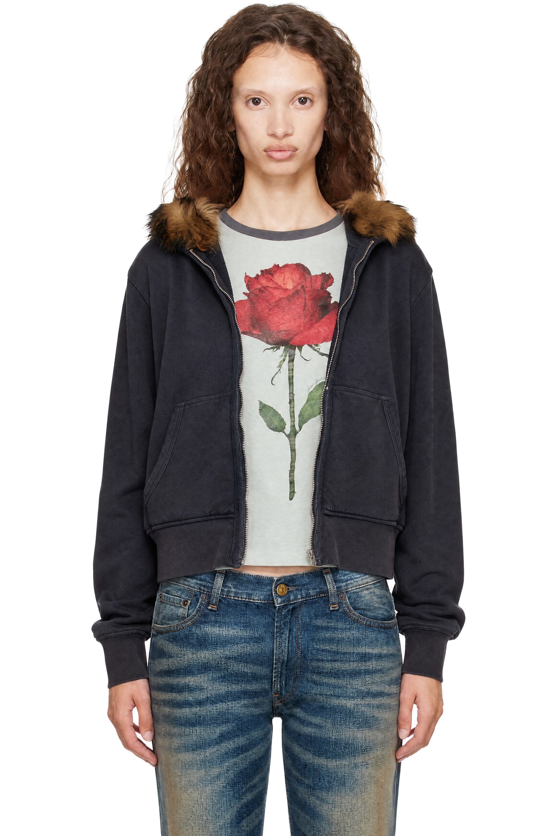 Acne Studios - Black Shearling Zip Hoodie