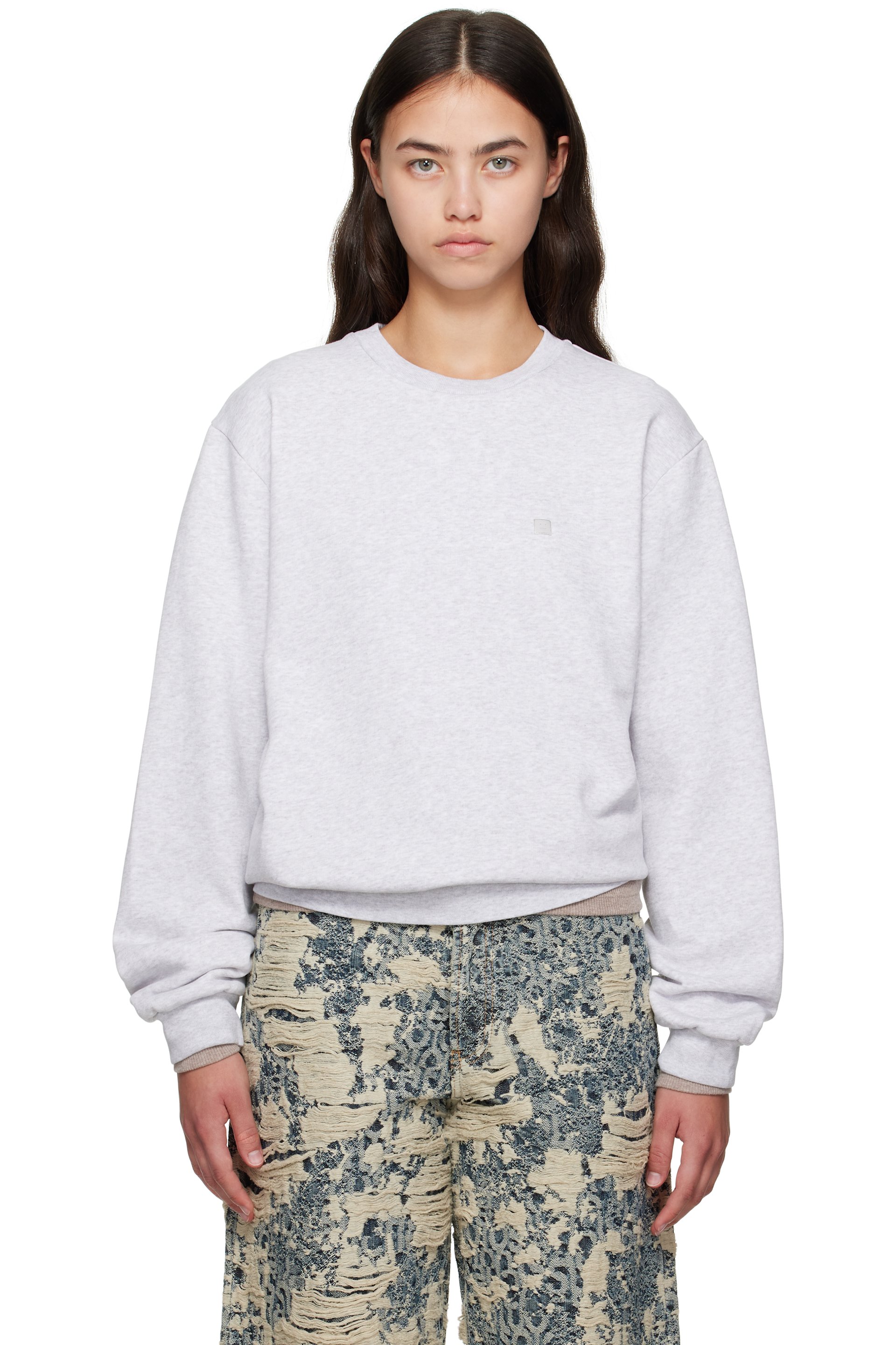 Acne Studios - Pull molletonné gris à col ras du cou