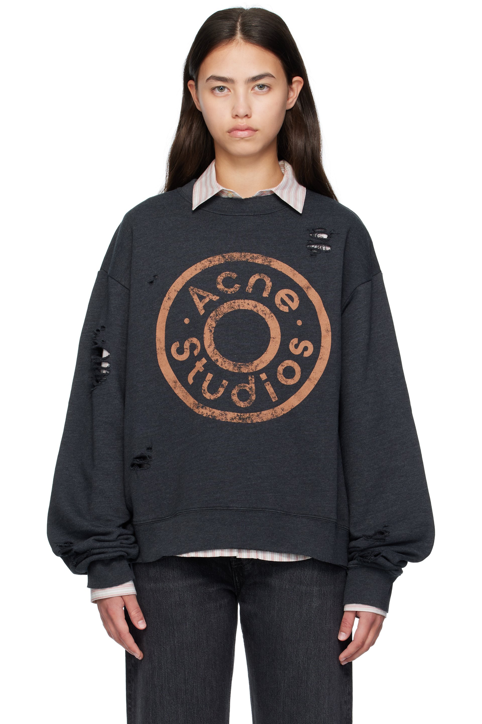 Acne Studios - Pull molletonné noir à logo imprimé