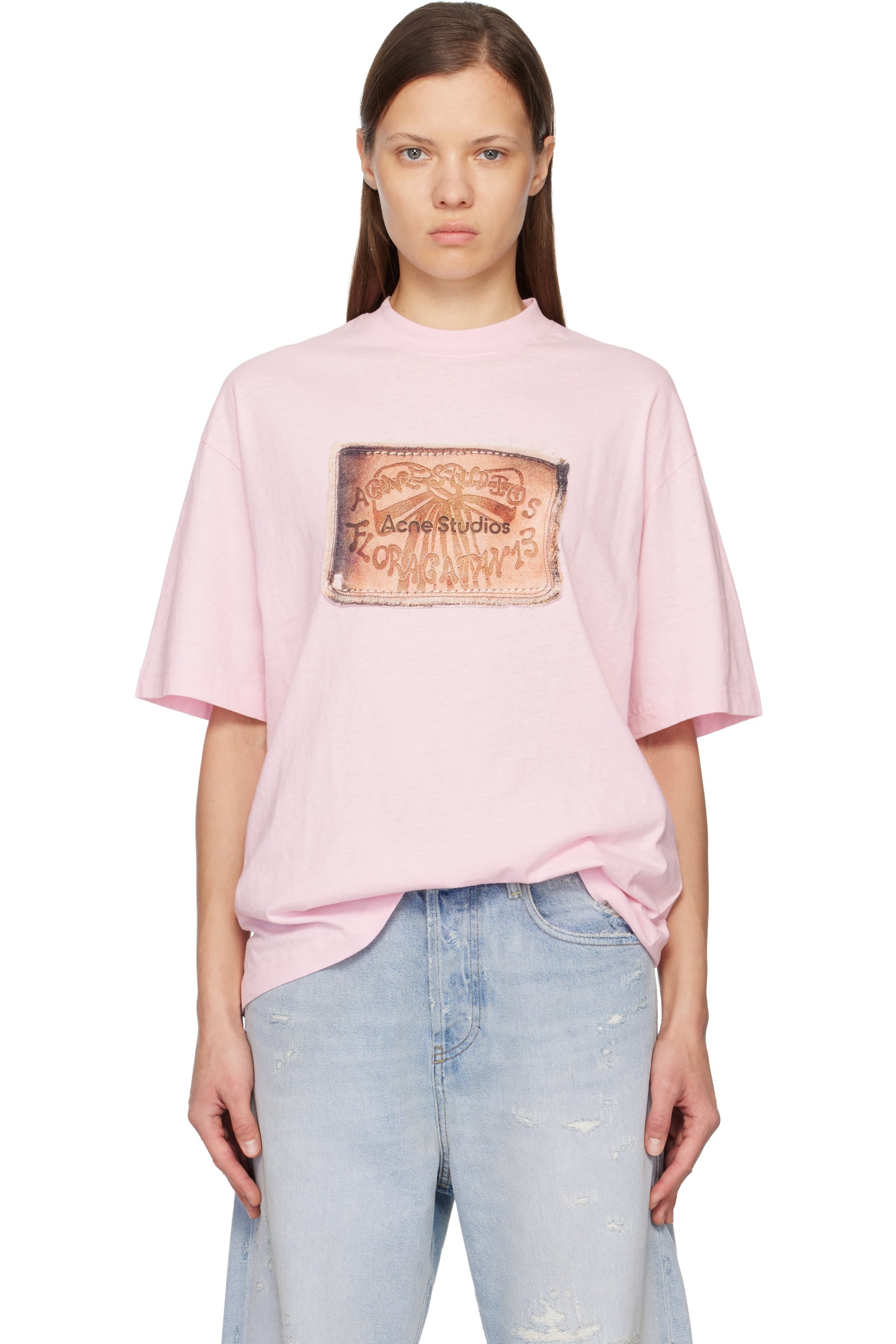 Acne Studios - T-shirt rose à logo
