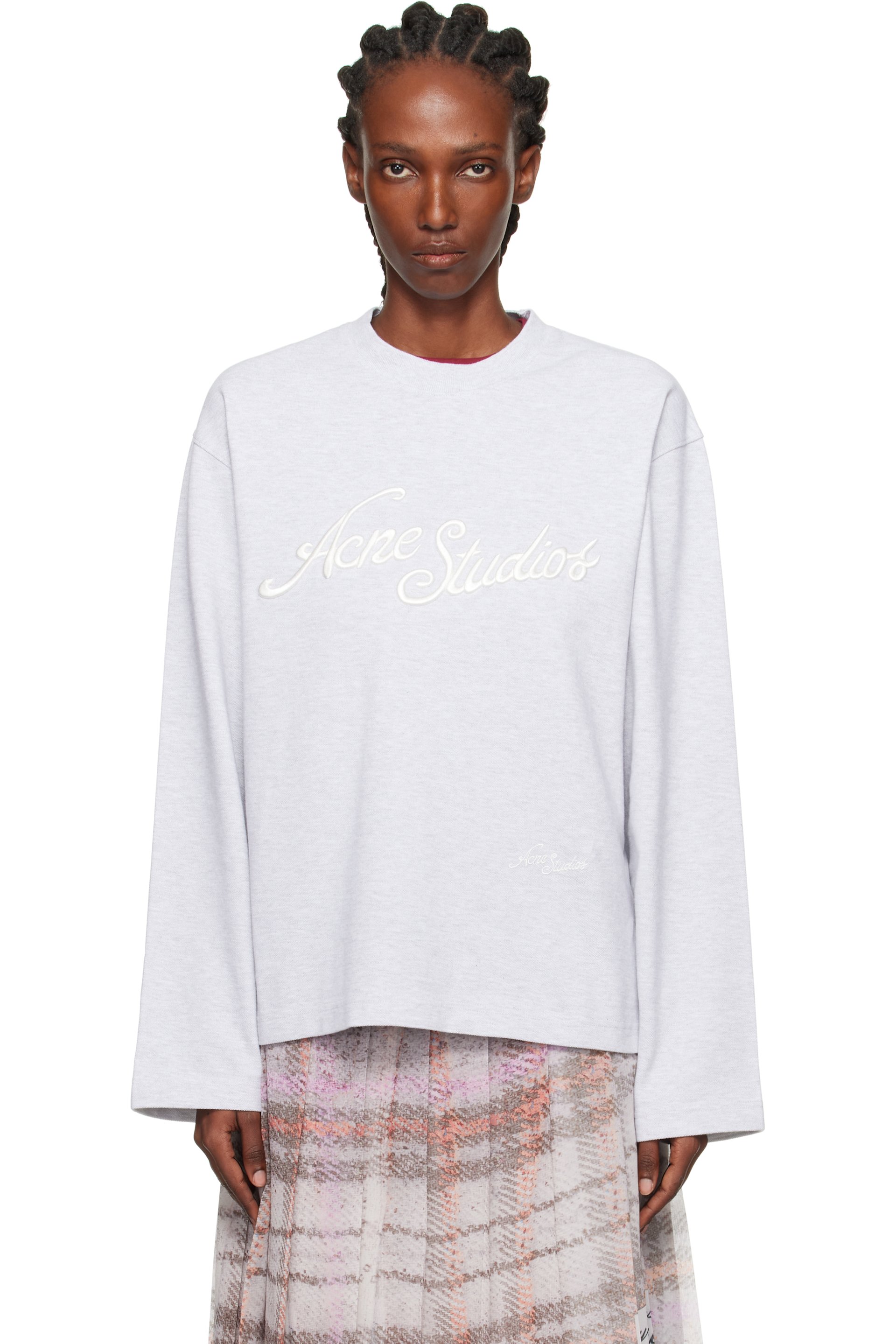 Acne Studios - Gray Embroidered-Logo T-shirt