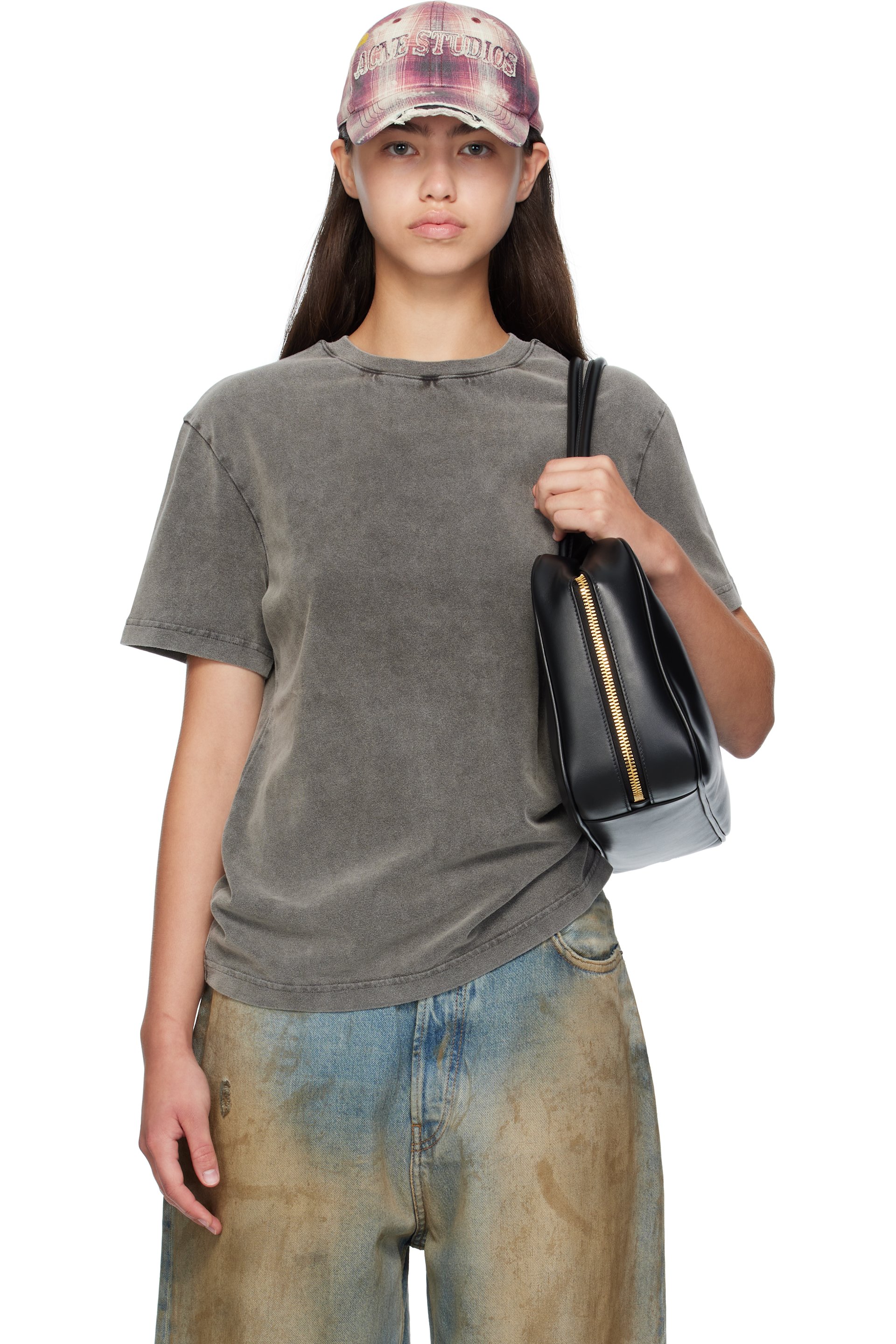Acne Studios - T-shirt noir en coton à col ras du cou