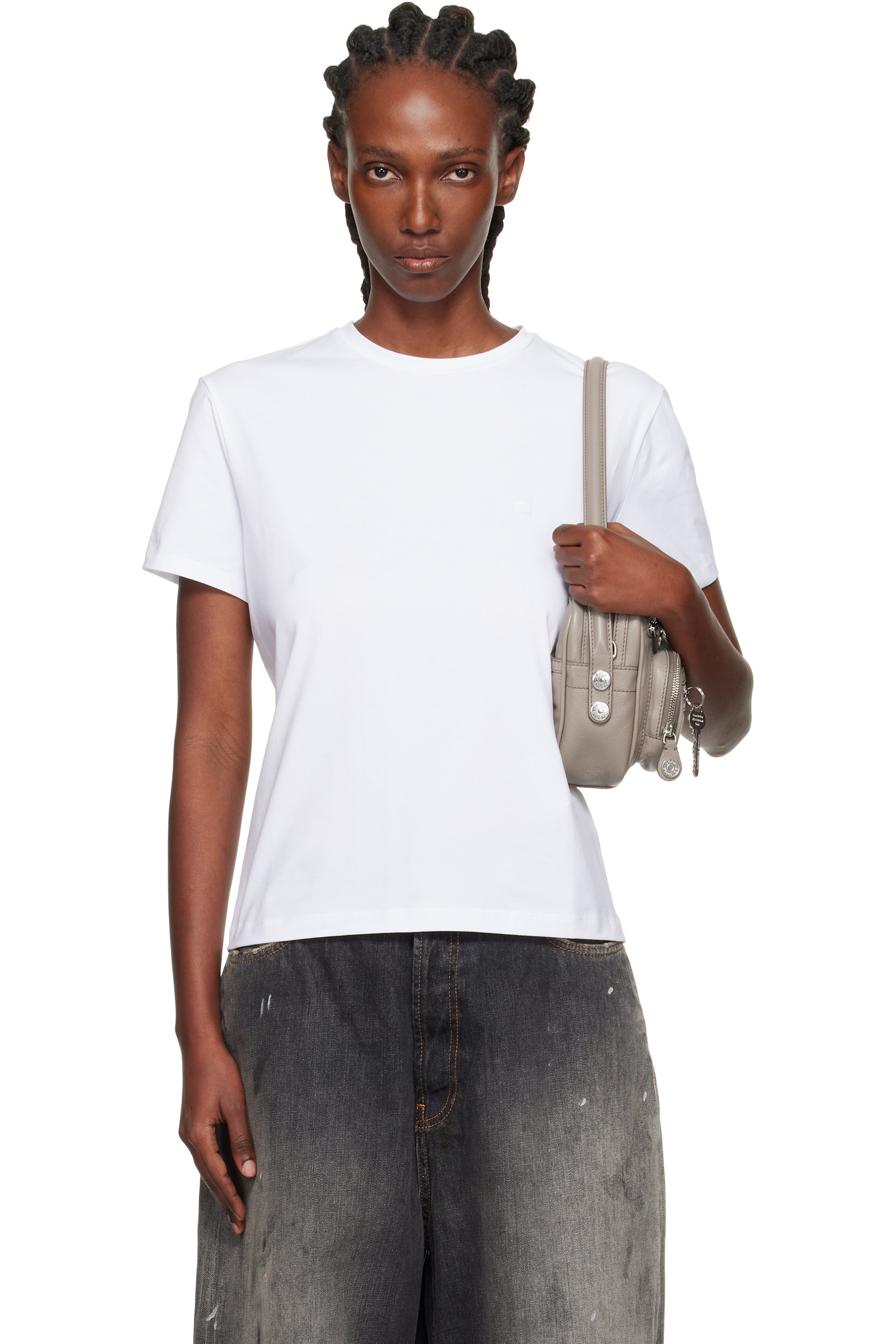 Acne Studios - T-shirt blanc à écusson à logo