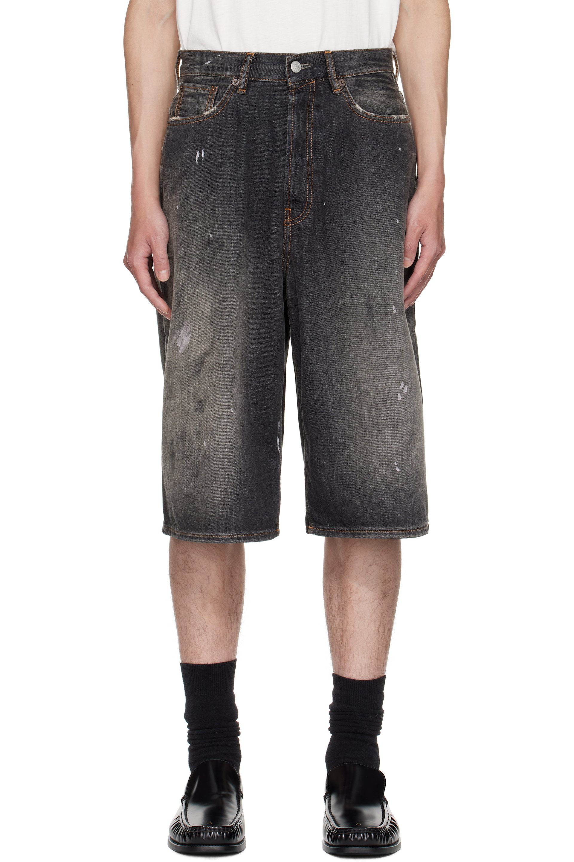 Acne Studios - Black Faded Denim Shorts