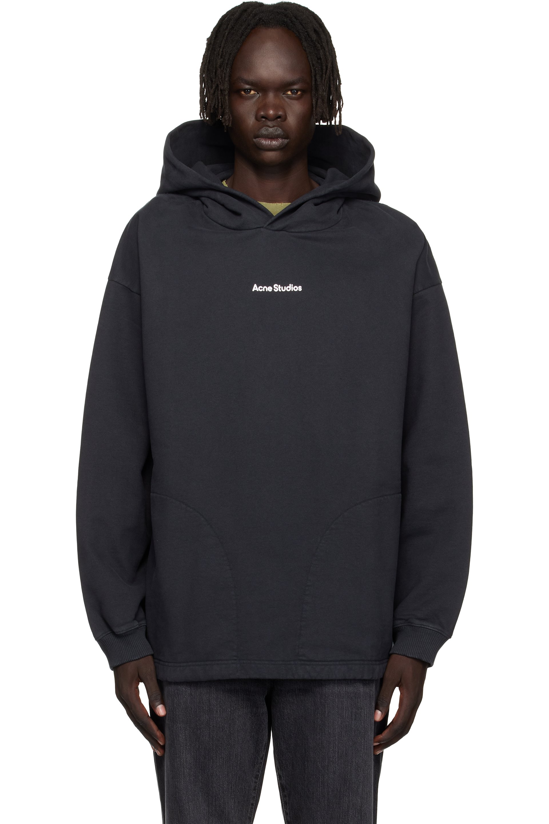 acne ブラックスウェット最終値下げ Acne Studios - ハーフジップロゴスウェットシャツ - ブラック