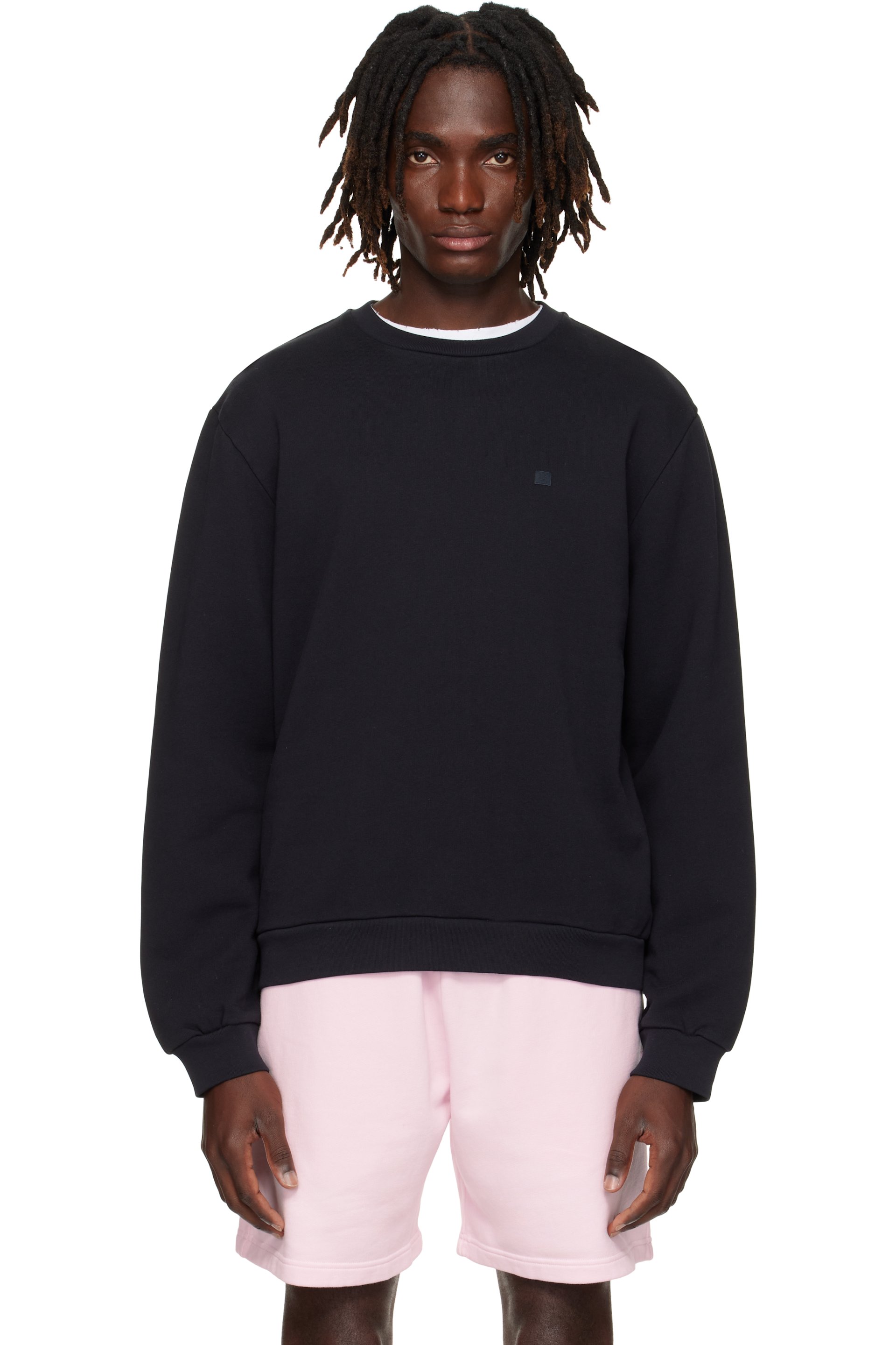acne ブラックスウェット最終値下げ Acne Studios - ハーフジップロゴスウェットシャツ - ブラック