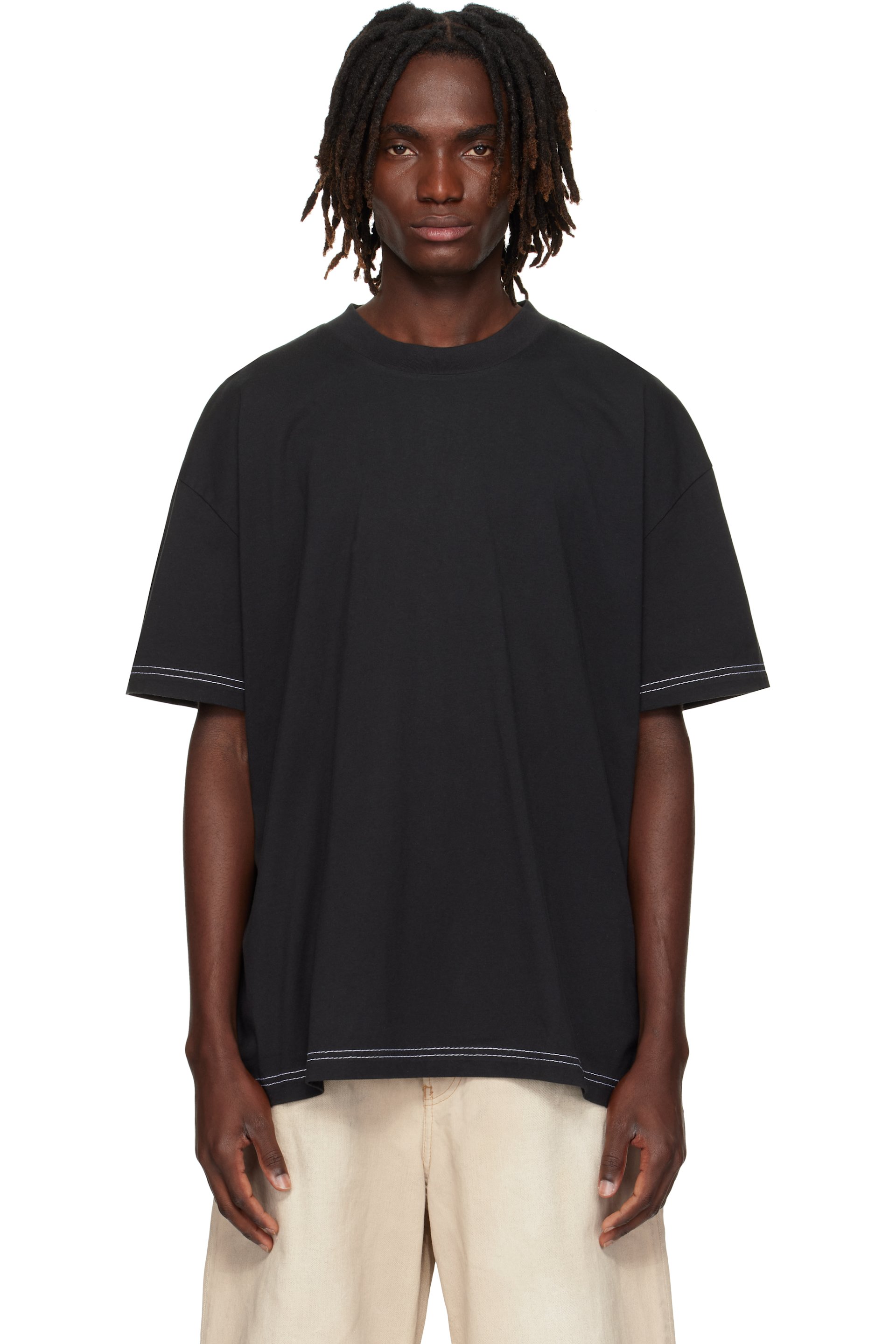 Acne Studios: Black Logo T-shirt | SSENSE