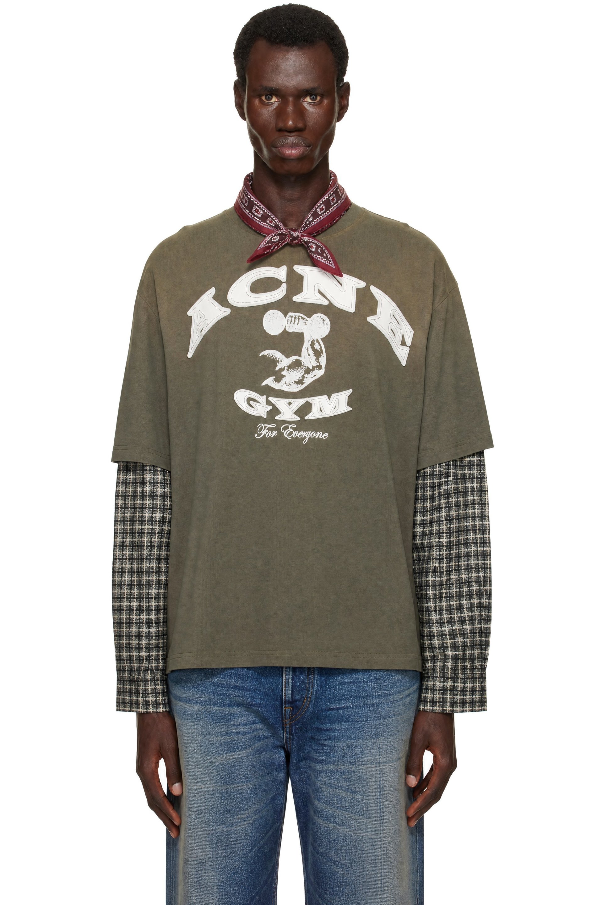 Acne Studios - Khaki Layered Logo Long Sleeve T-shirt