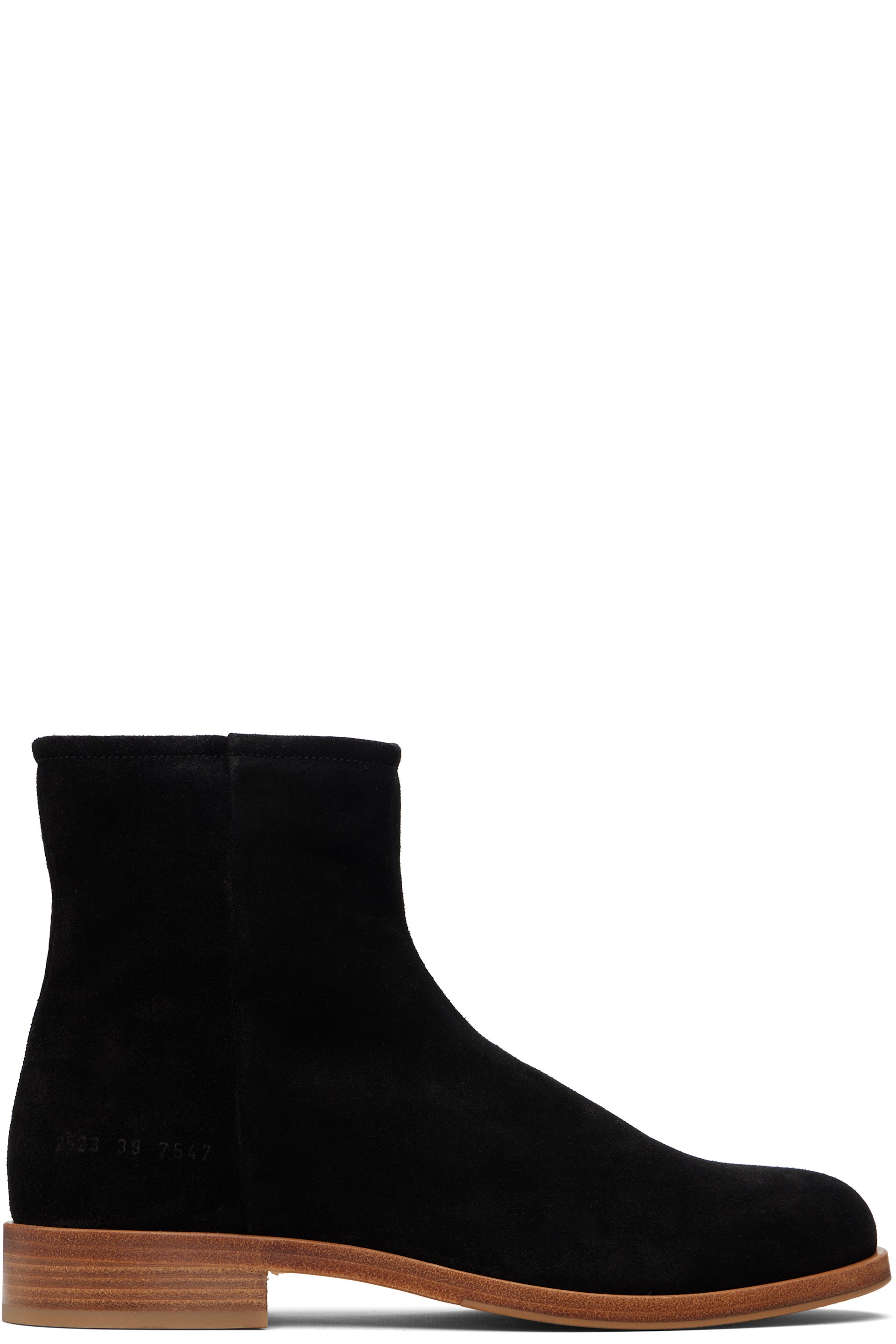 Common Projects - Black Waxed Suede Zipper Boots