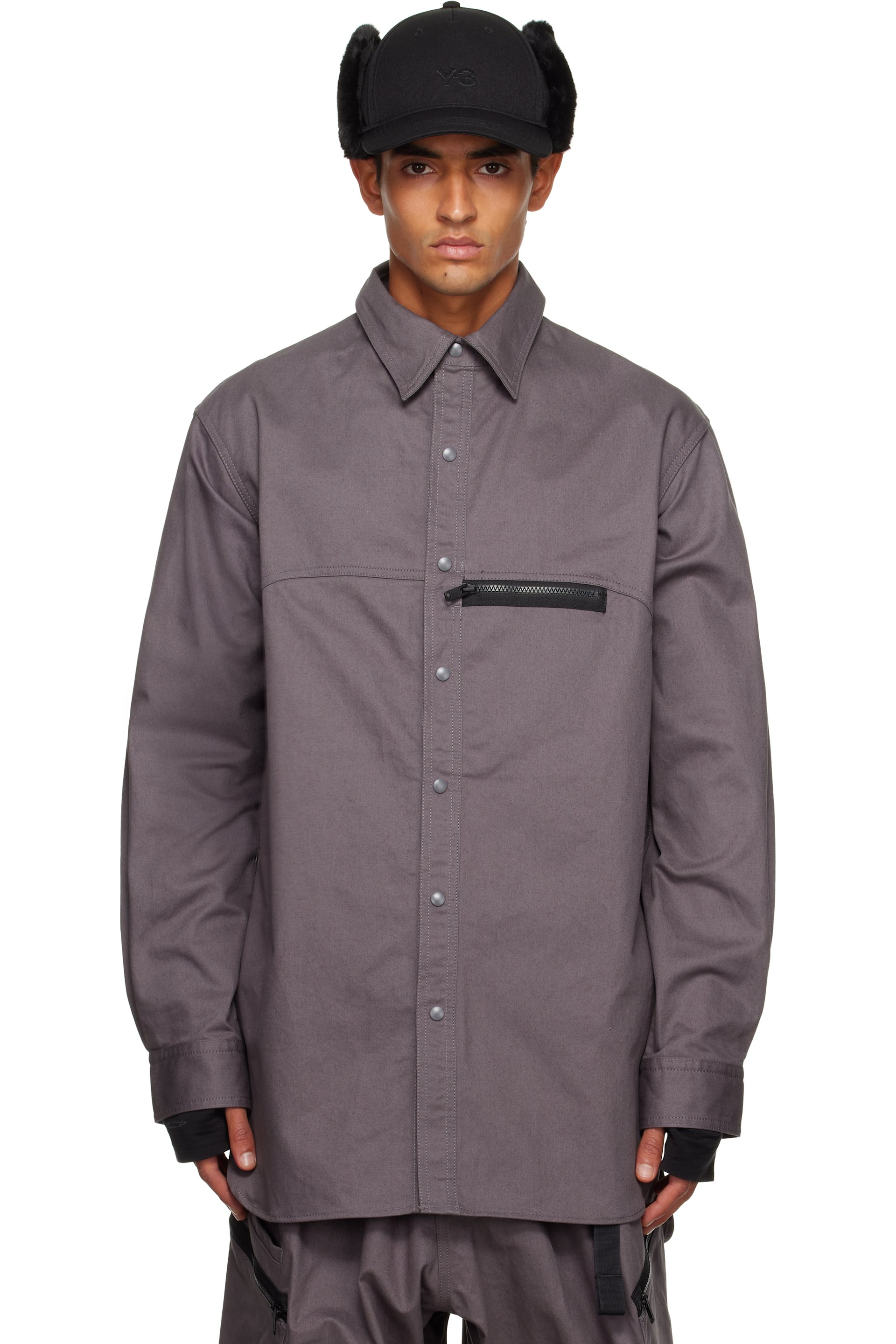 Y-3 - Chemise grise en sergé