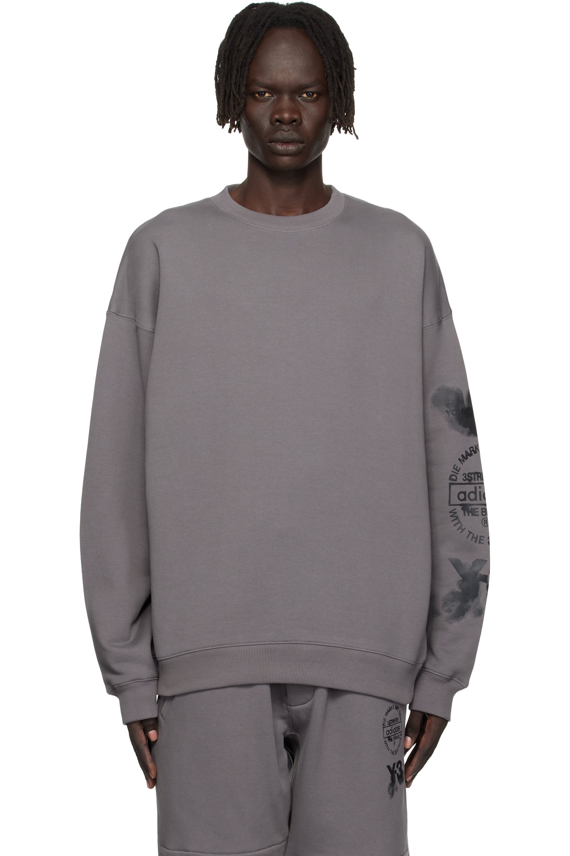 Y-3 - Gray Graphic Crew Sweatshirt