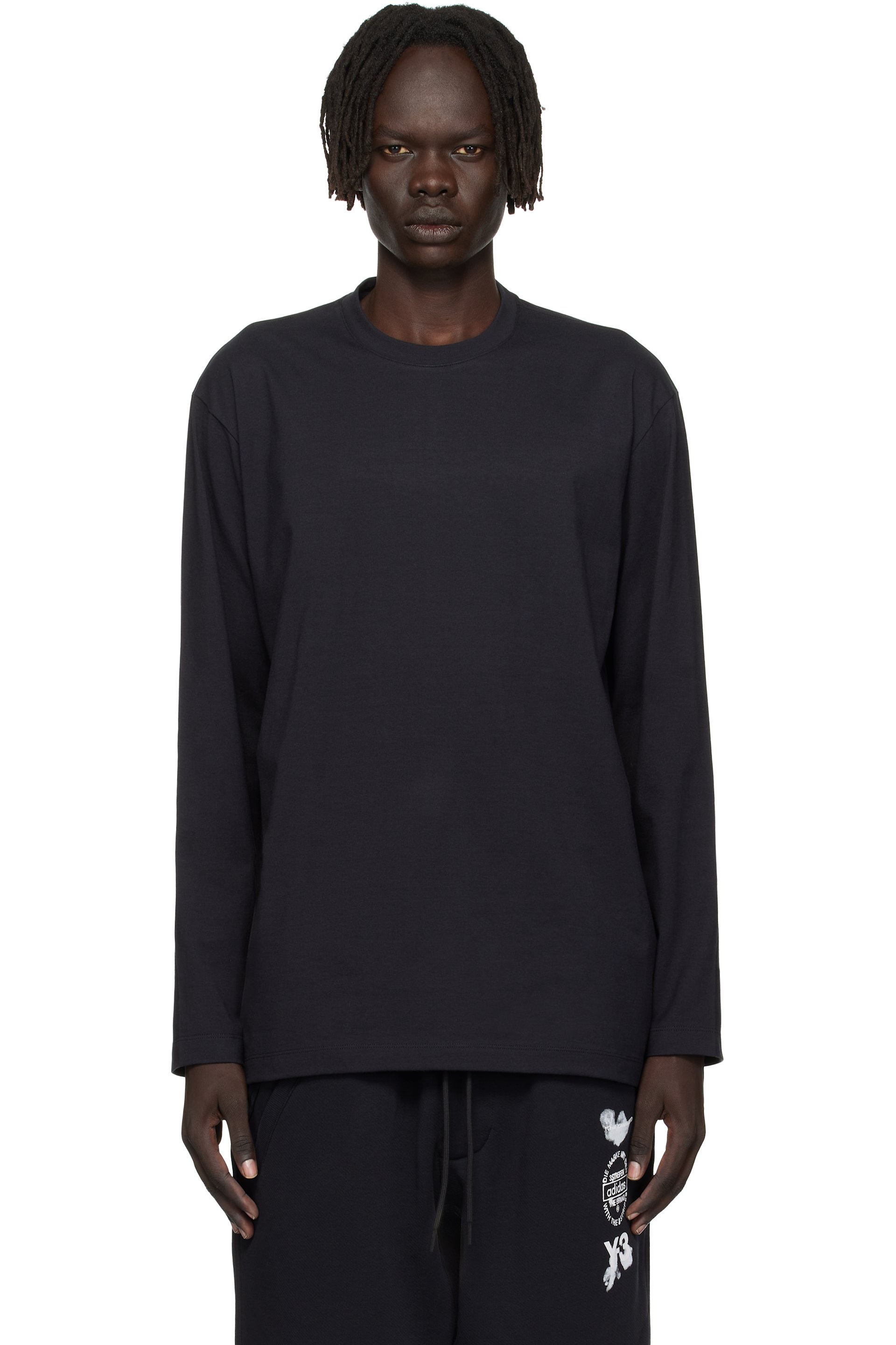 Y-3 - Black Graphic Long Sleeve T-shirt